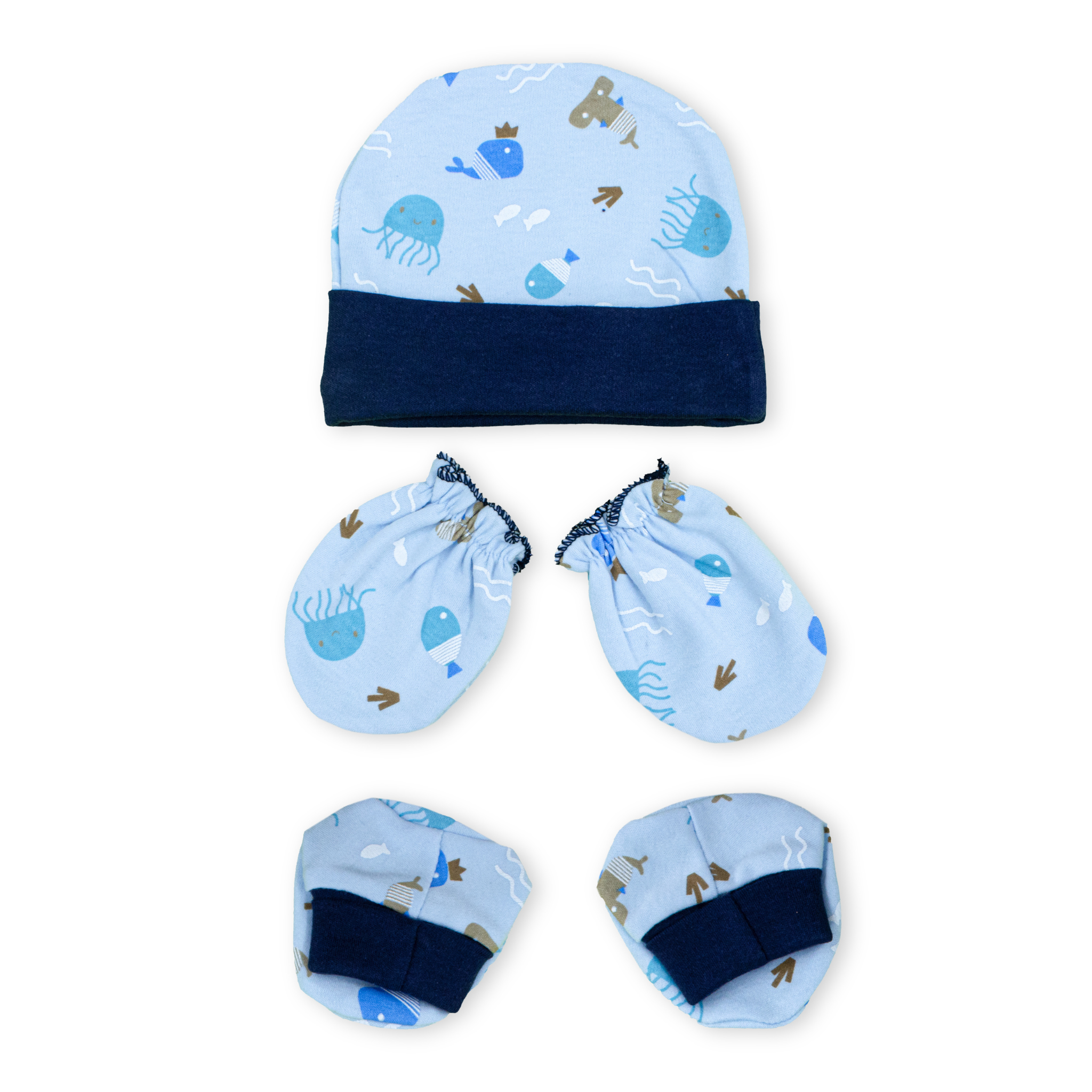 Newborn Baby Cap, Mittens & Booties Set | Soft Cotton Winter Essentials for Newborns | Warm & Comfortable Baby Gift Set