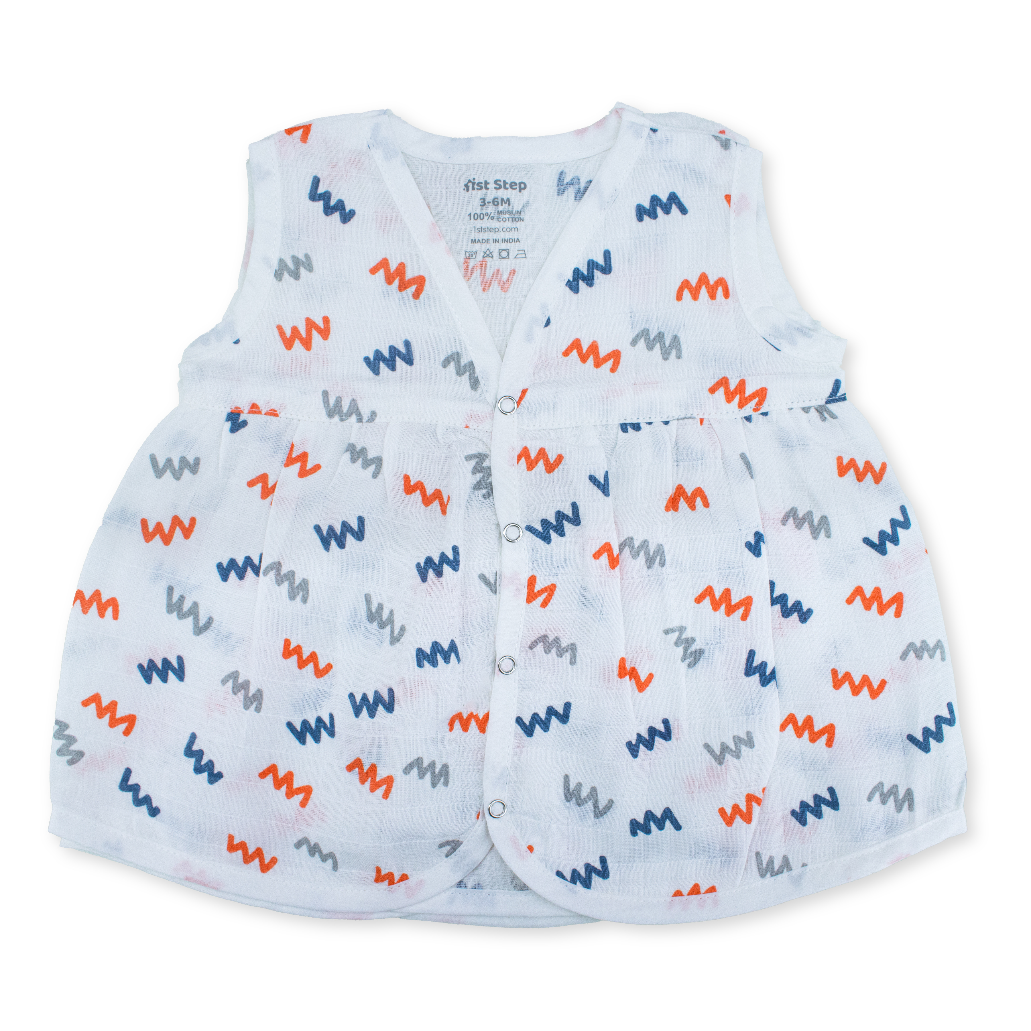 100% Soft Muslin Cotton Snap Button Baby Frock | Breathable Lightweight Summer Baby Dress