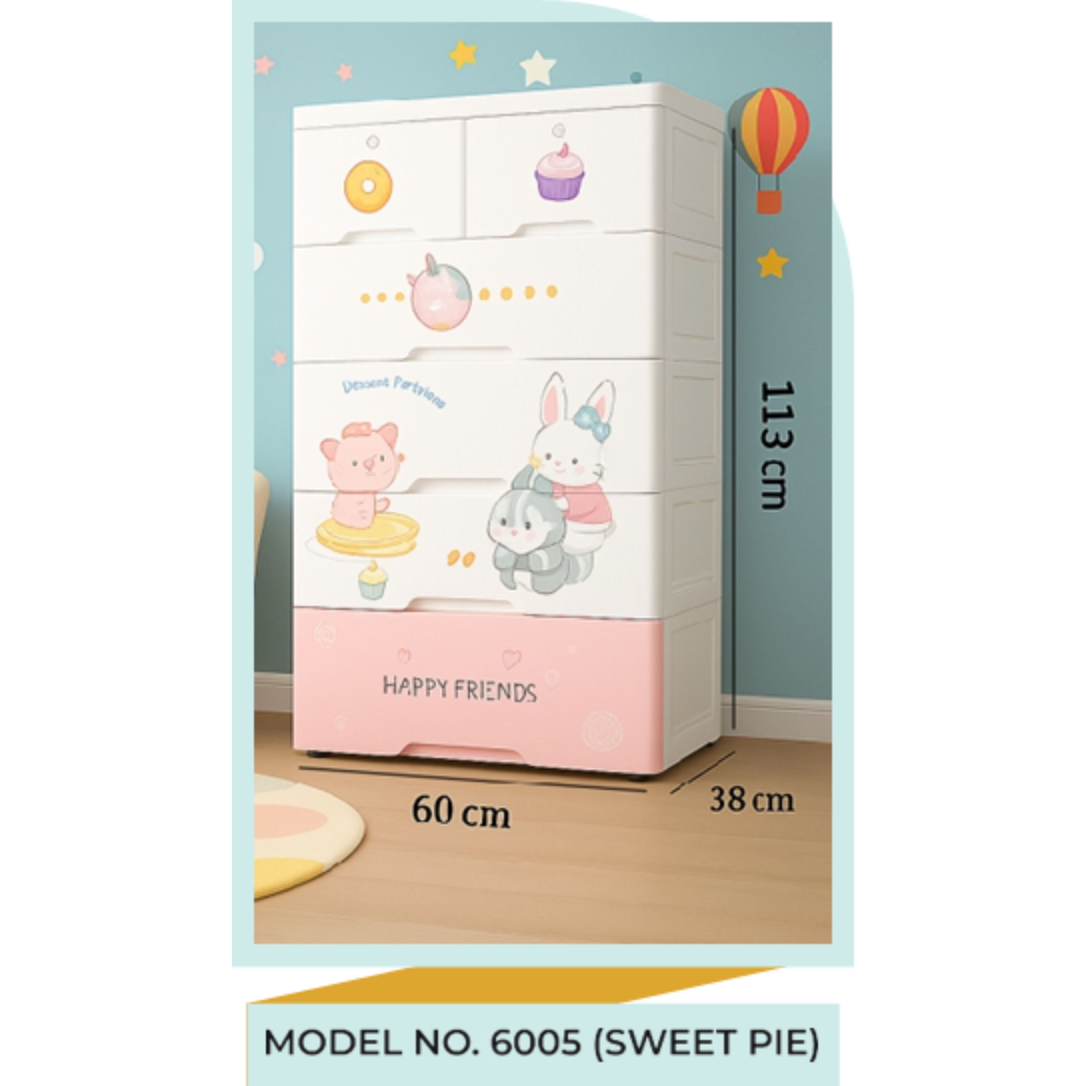 Kids Wardrobe Organizer| Multi-Layer Baby Clothes Storage Cabinet with Shelves | Space Saving Kids Storage Wardrobe(113x38x60cm)