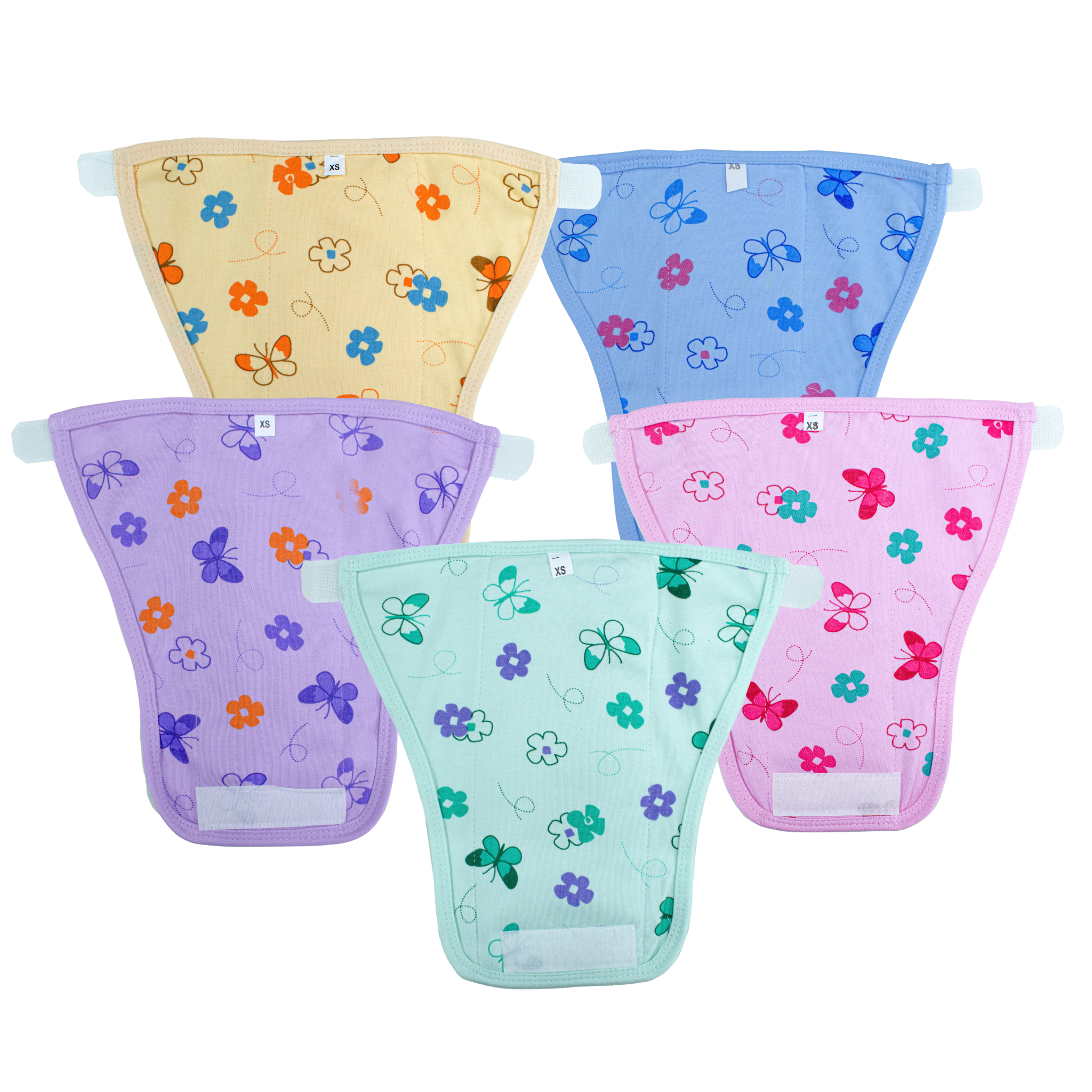 Soft Cotton Velcro Baby Nappies (Combo of 5) | Reusable Cloth Diapers for Newborns | Breathable & Leak-Free Baby Nappy