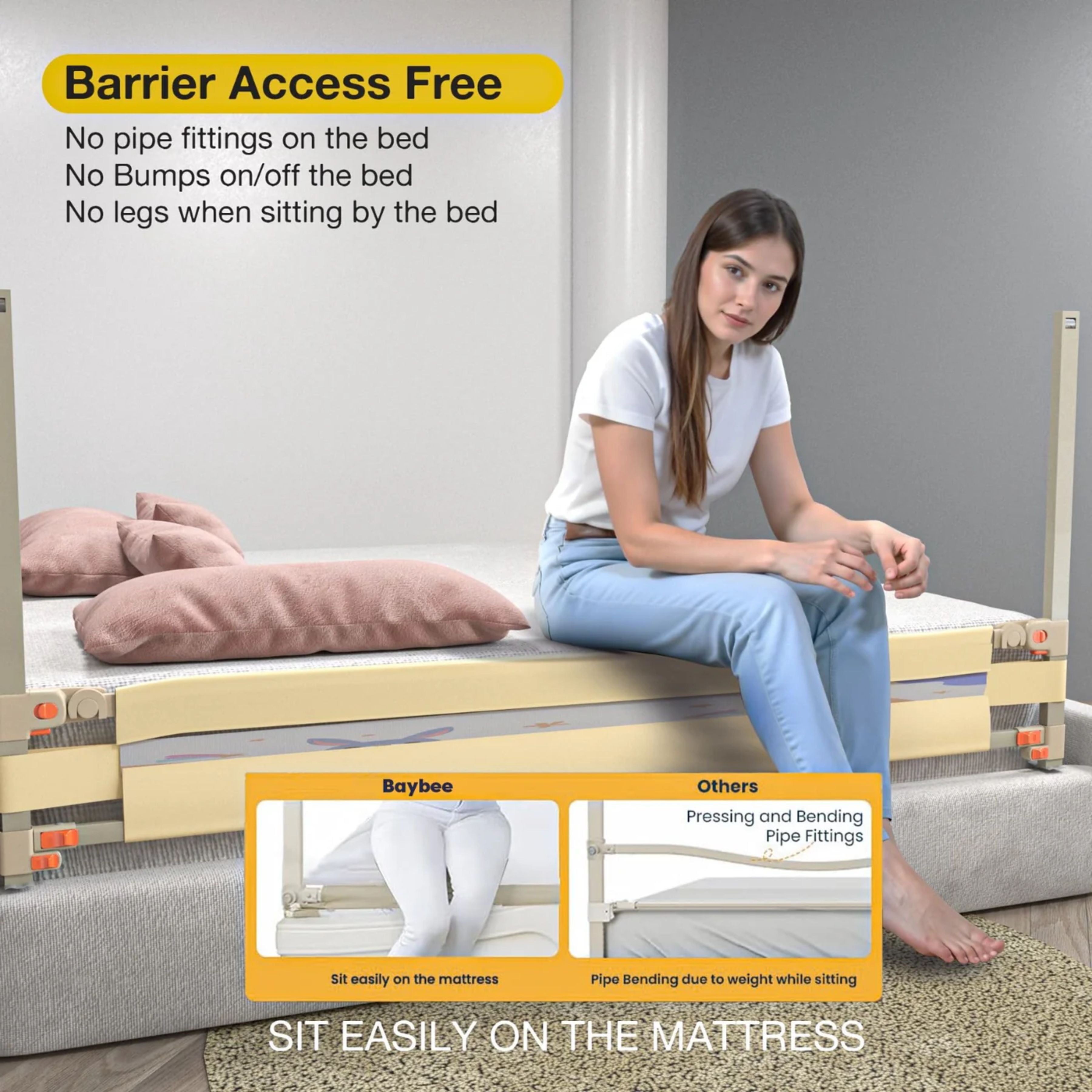 Baby Bed Rail Guard for Toddlers Safety (180 x 80 cm) – Foldable Bed Safety Guard with Breathable Mesh, Strong Frame & Easy Installation for Kids Protection