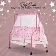 Baybee Enchant Baby Swing Cradle for Baby – Baby Cradle Swing Jhula with Mosquito Net, Storage Basket & Wheels | Newborn to 12 Months
