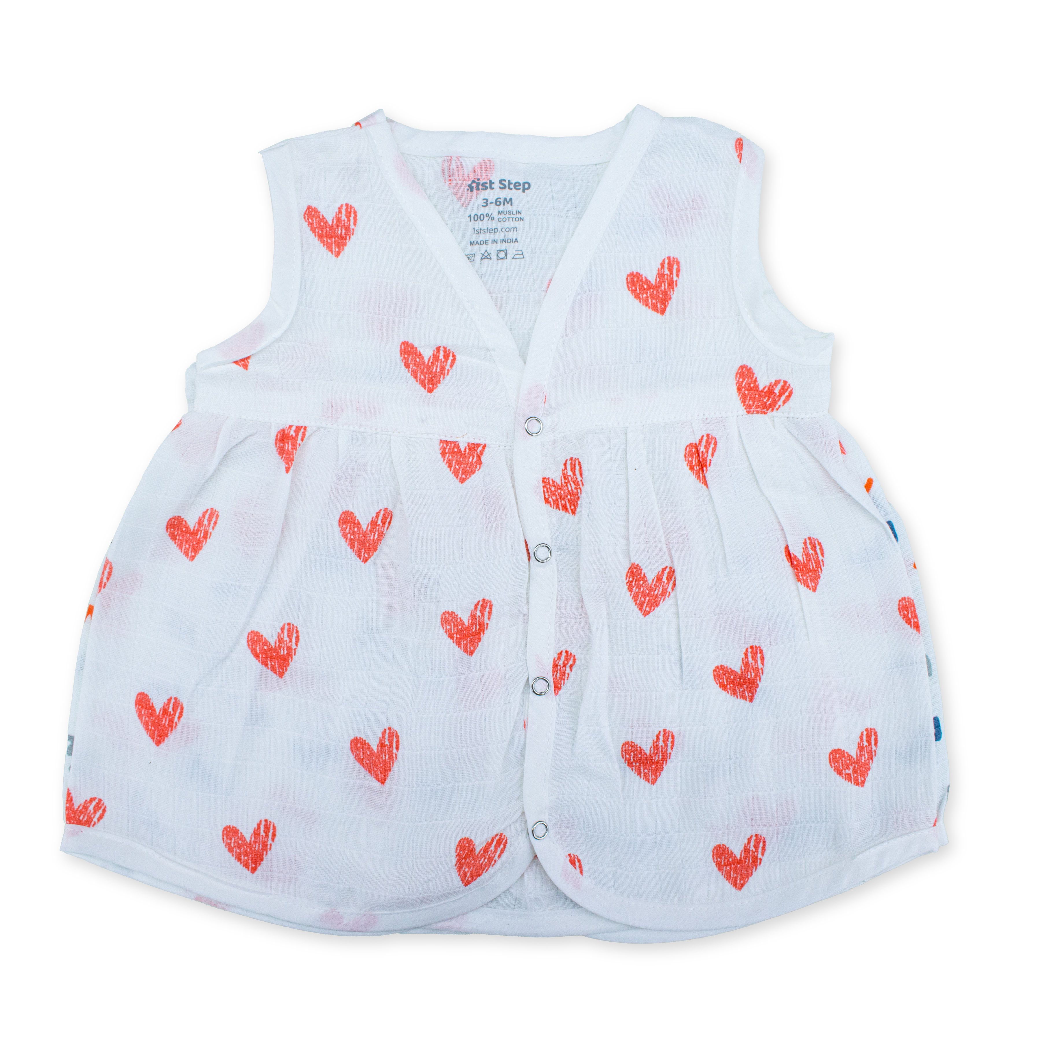 100% Soft Muslin Cotton Snap Button Baby Frock | Breathable Lightweight Summer Baby Dress