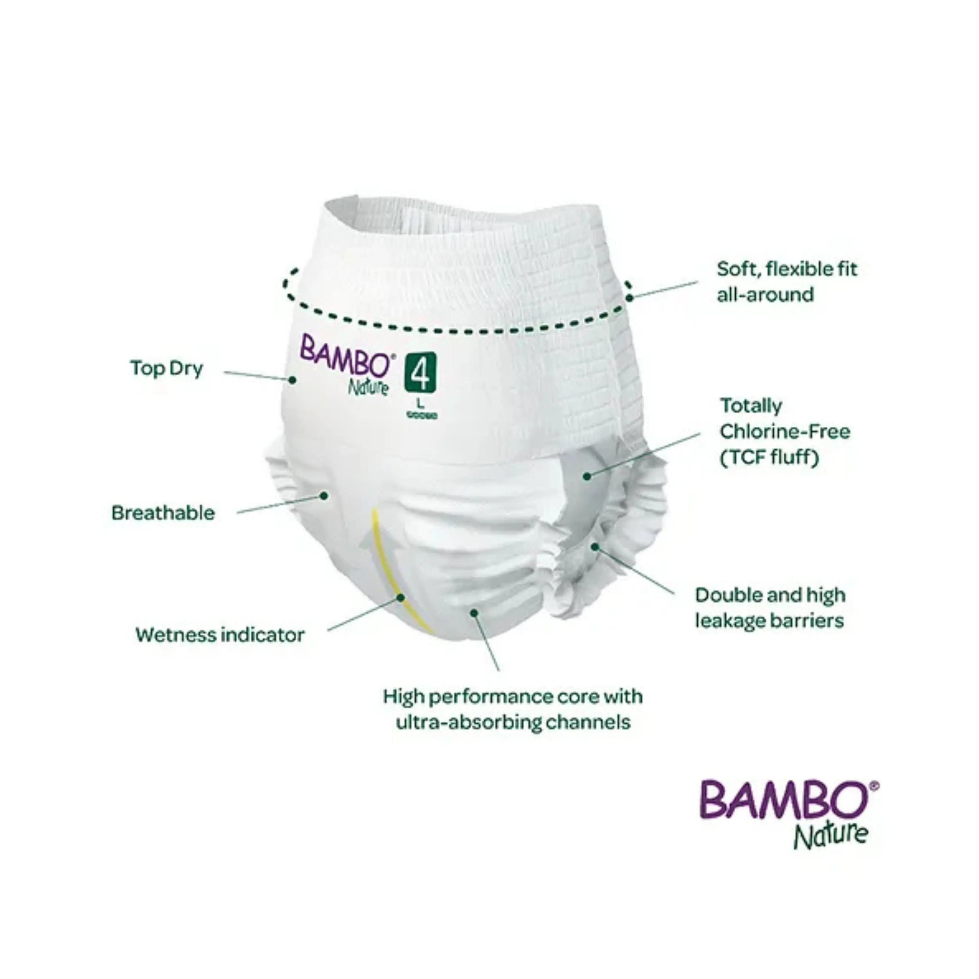 Bambo Nature Monthly Box - Skin Friendly Pant Style Diapers (size - 4) - Large ( Pack Of 6 ) Bambo Nature