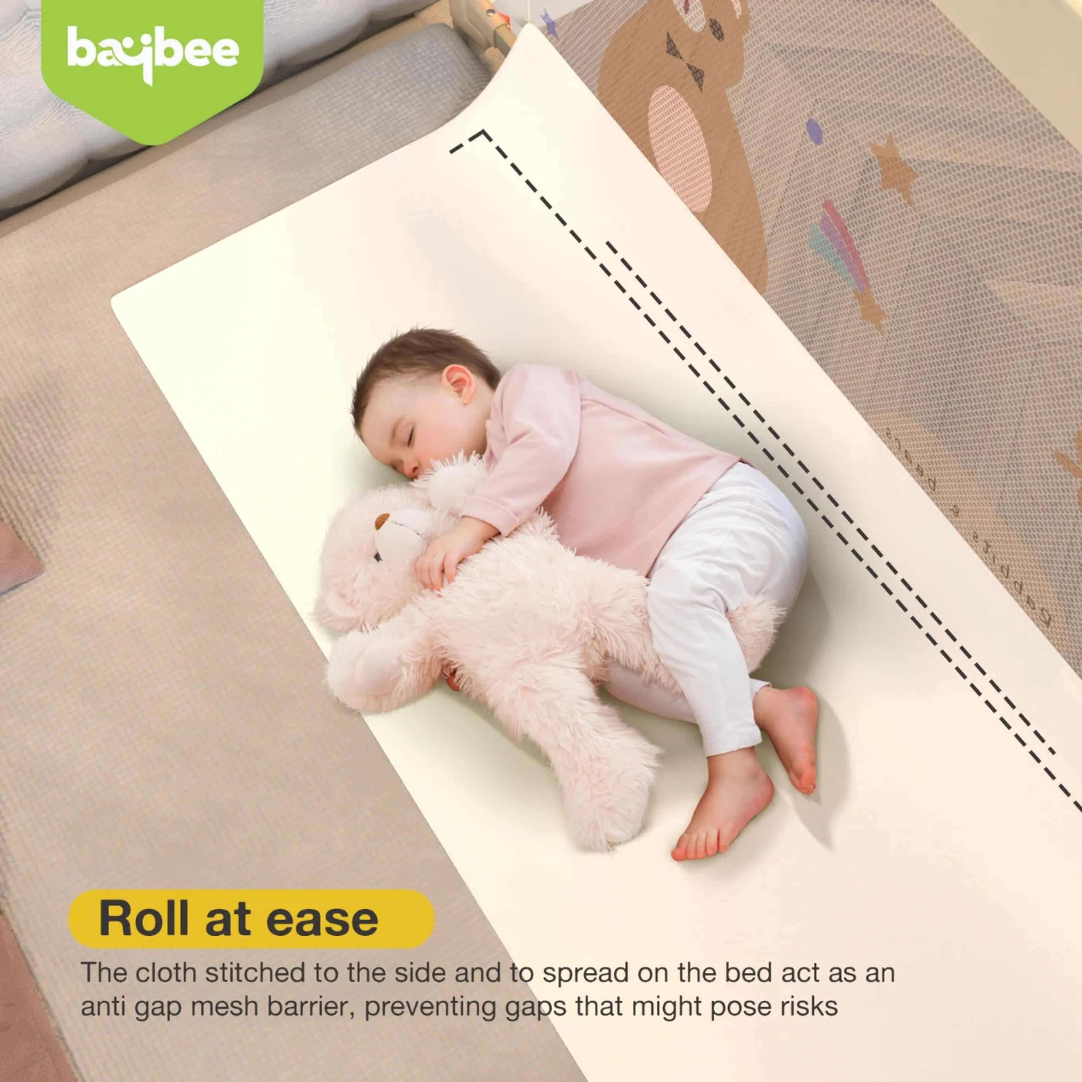 Baby Bed Rail Guard Foldable & Portable Safety Protector (200 x 80 cm) – Toddler Bed Safety Guard with Breathable Mesh, Strong Frame & Easy Installation for Kids