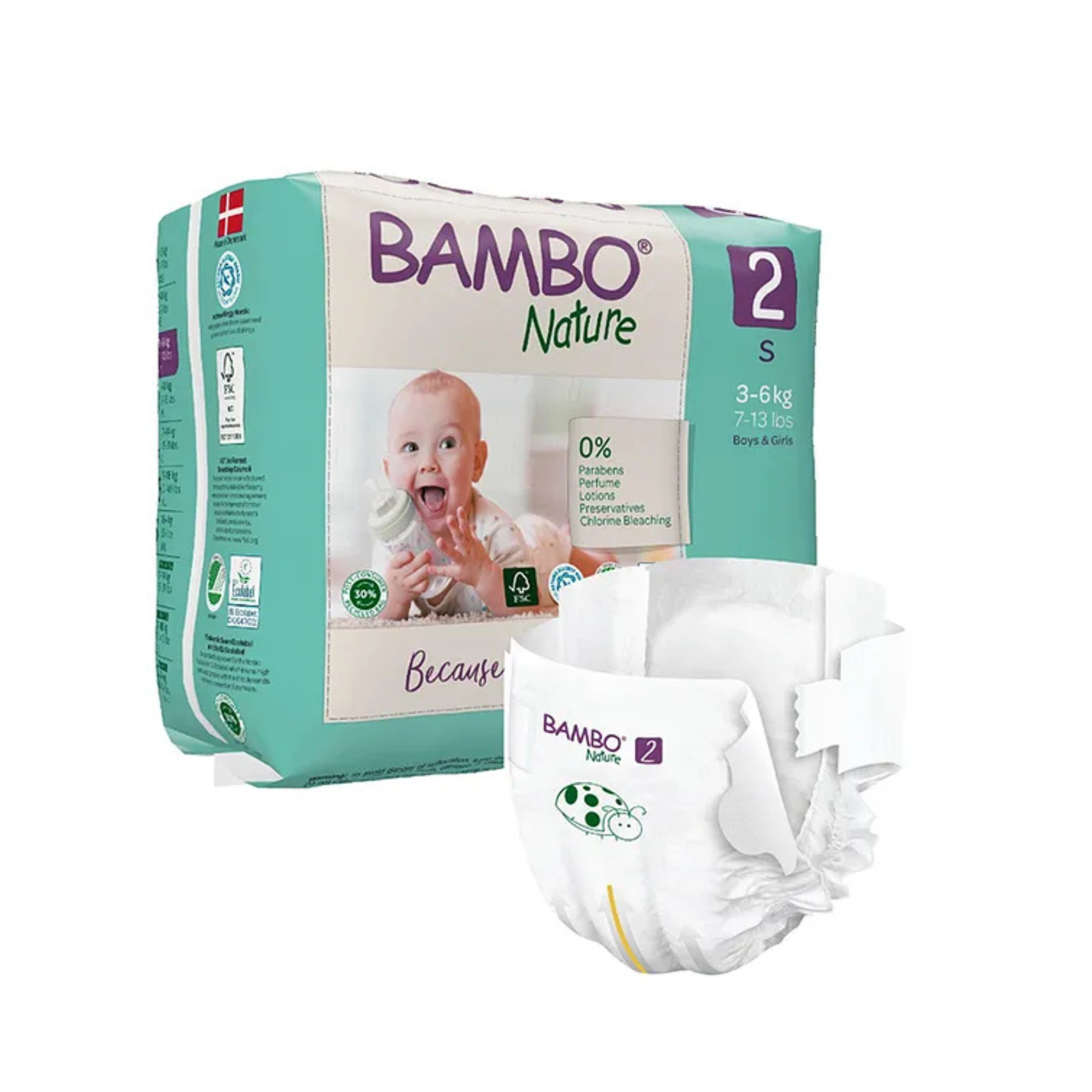 Bambo Nature Monthly Box - Skin Friendly Tape Style Diapers (size - 2) - Small (Pack Of 6 )