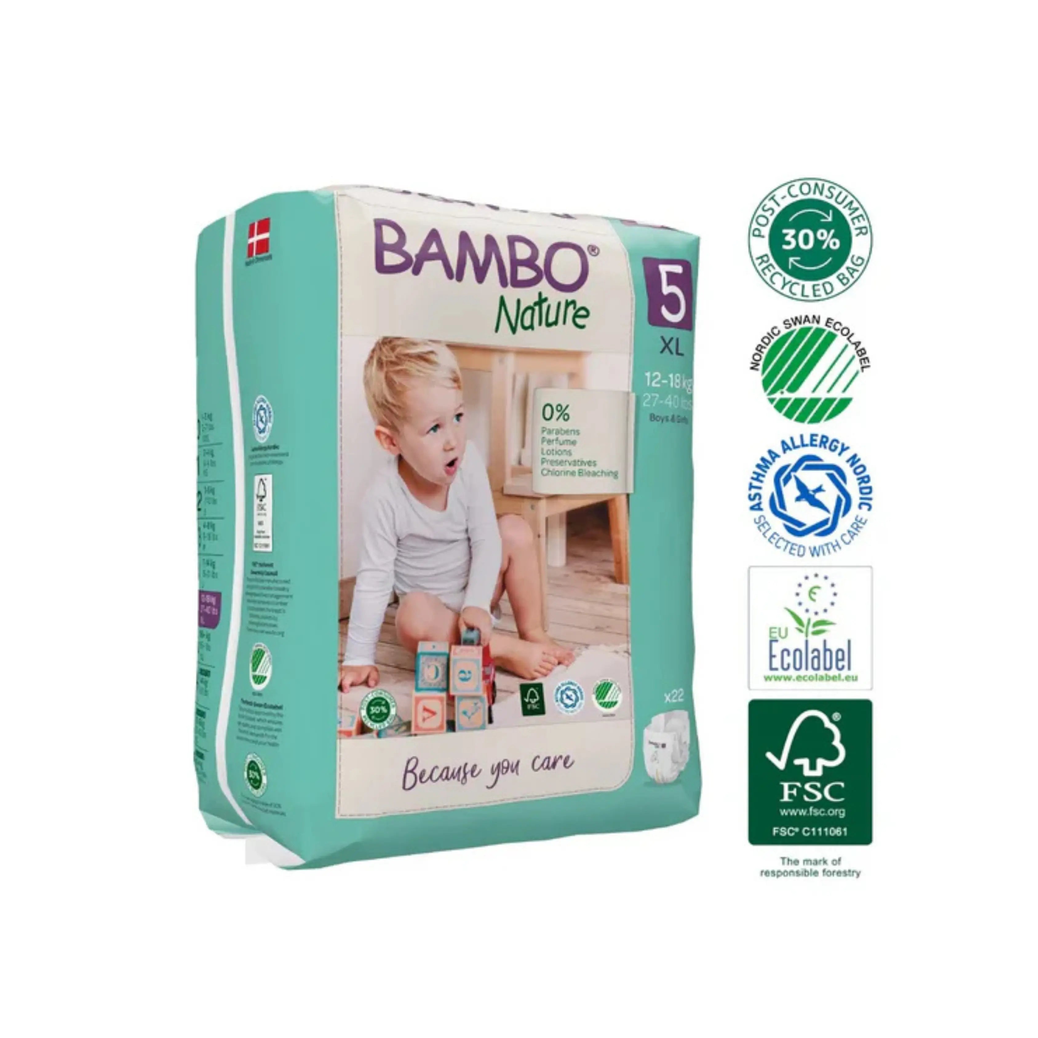 Bambo Nature Monthly Box - Skin Friendly Tape Style Diapers (size - 5) - Extra Large ( Pack Of 6 ) Giggles Funskool
