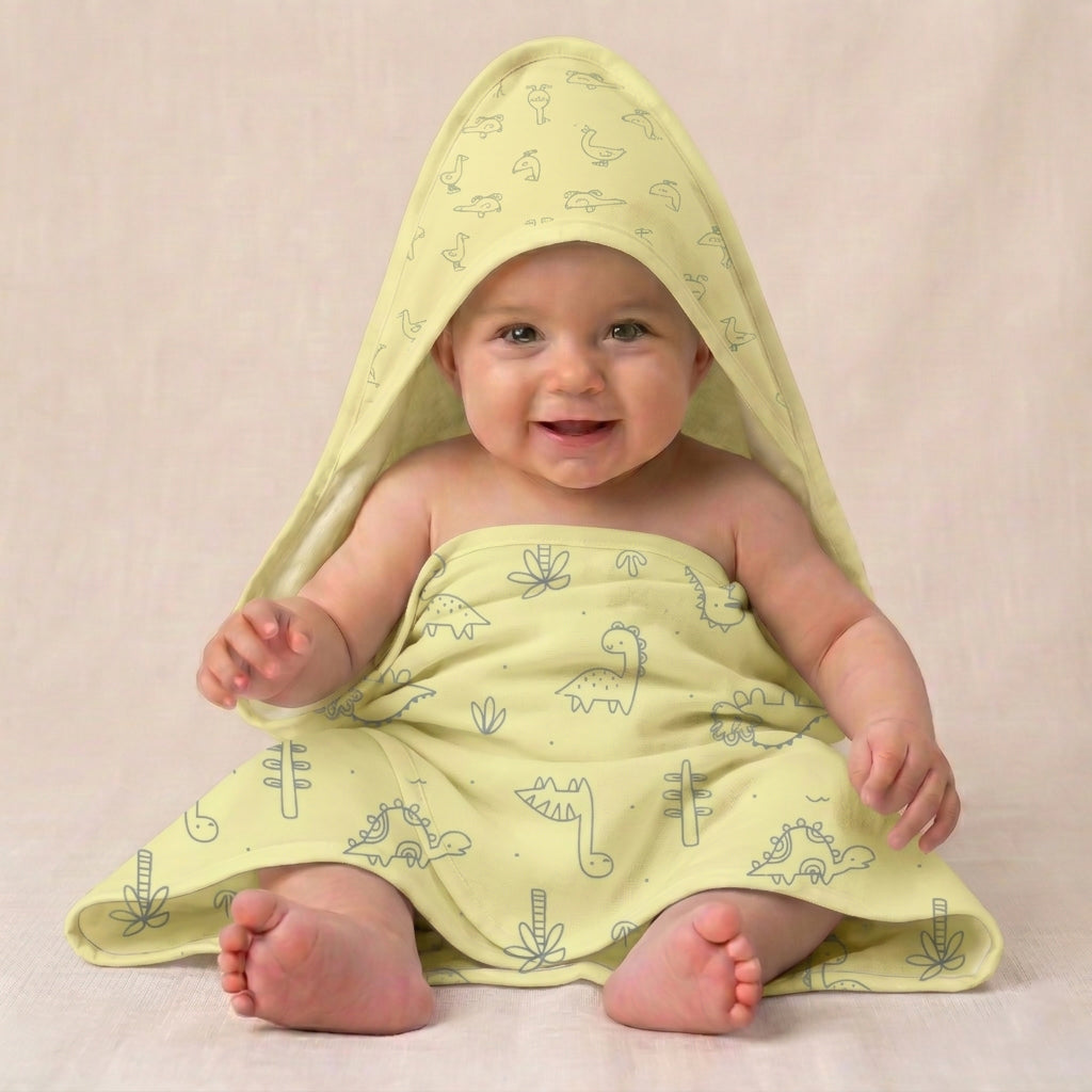 Baby Hooded Towel Cotton 70x70 cm – Soft & Absorbent Newborn Bath Towel with Hood | Gentle, Skin-Friendly & Quick Dry
