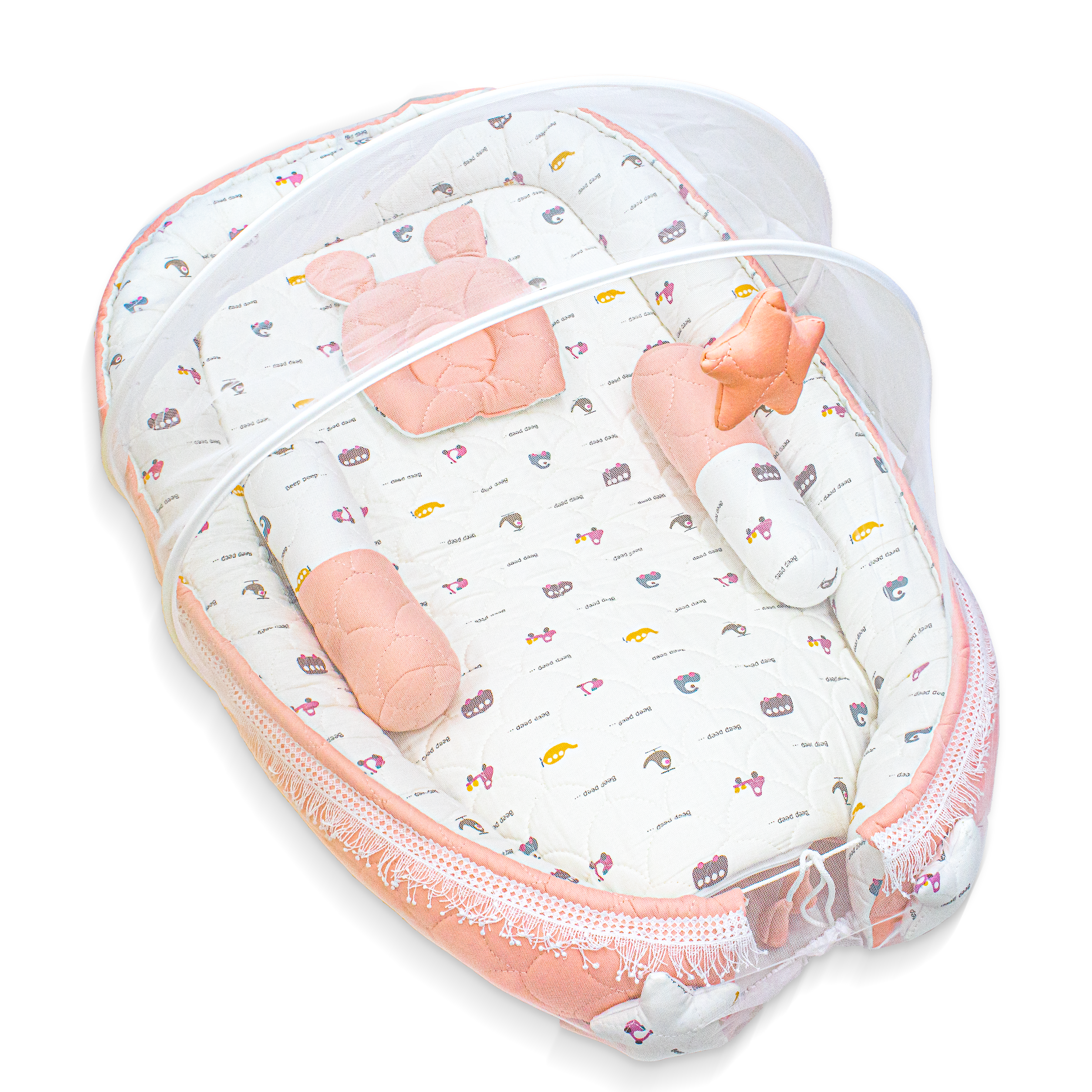Premium Oval Baby Nest Bed – Soft Cotton Newborn Lounger for Comfortable Naps | Breathable & Cozy