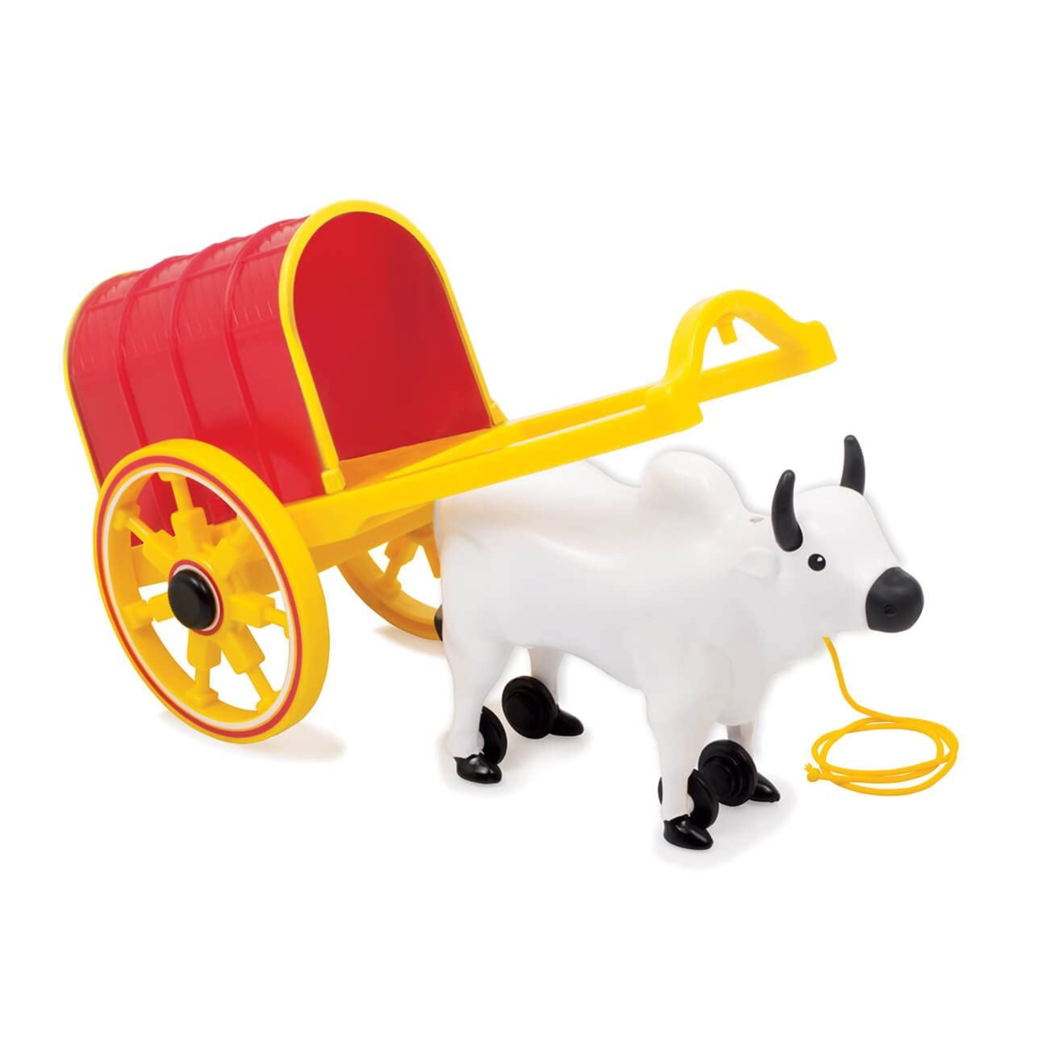 Funskool Giggles - Bullock Cart , Pull string toy, toys for kids, Pull Along Toy , Encourages Walking, Pretend Play,Colours , 12 Months & Above , Infant and Preschool Toys(Multicolour)