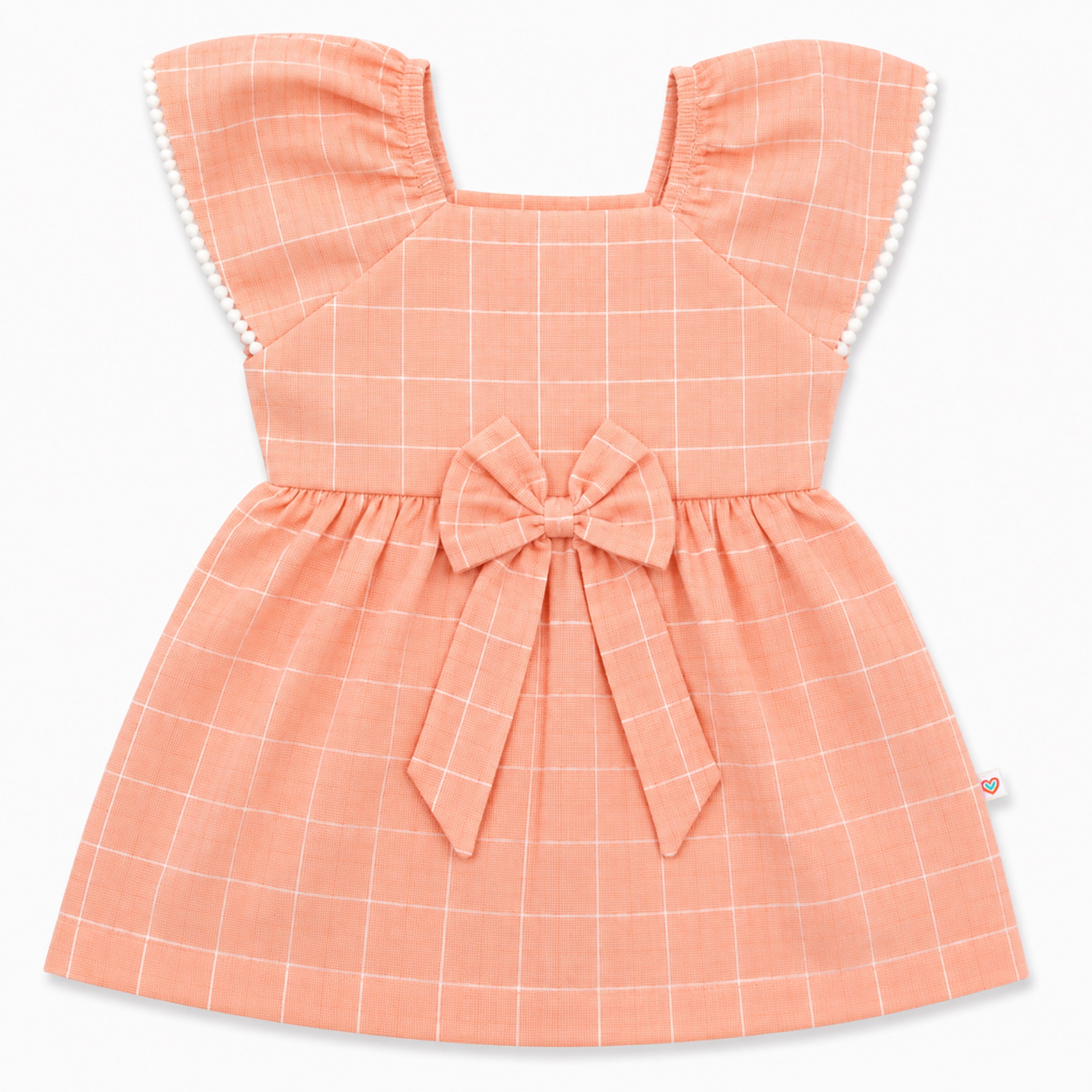 Baby Girl Pink Checkered Cotton Frock with Bow | Soft Sleeveless Flutter Sleeve Dress | Newborn, Infant & Toddler Party Wear