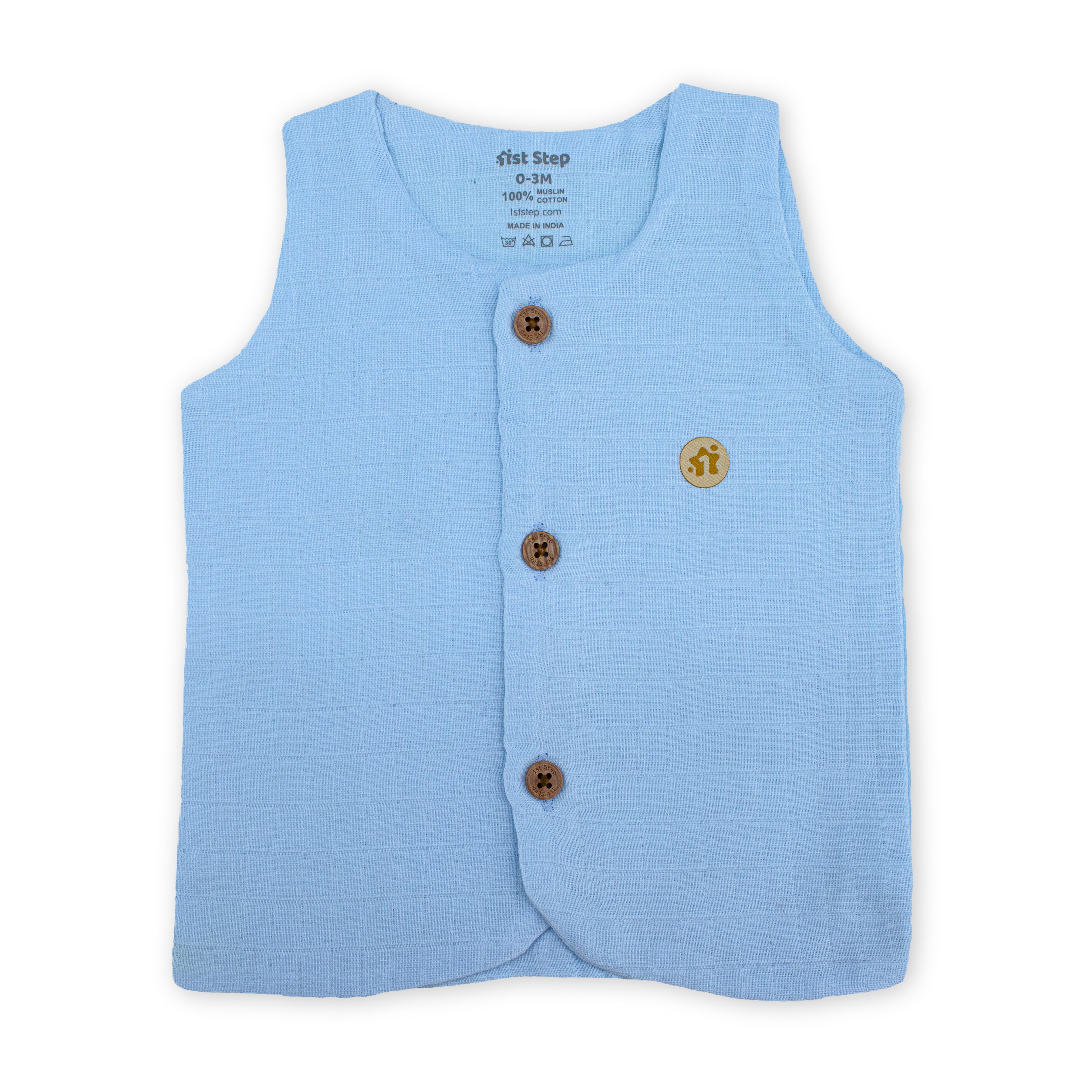 Muslin Button Type Jablas for Babies | 4 Layer Muslin Front Button Baby Top