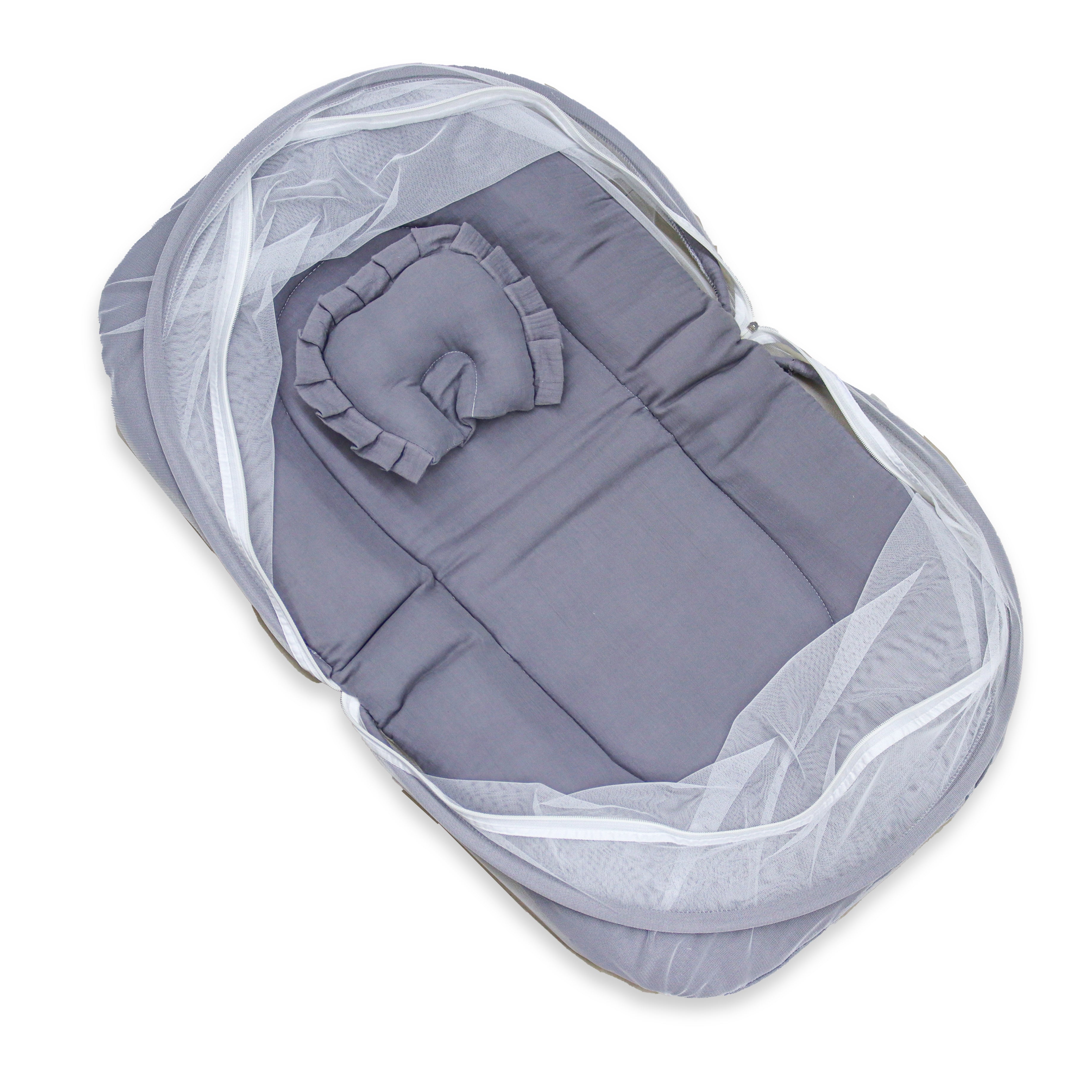 Premium Baby Bedding Set with Mosquito Net | Soft Cotton Newborn Carry Nest | Portable Baby Sleeping Bed with Head Pillow (Copy)