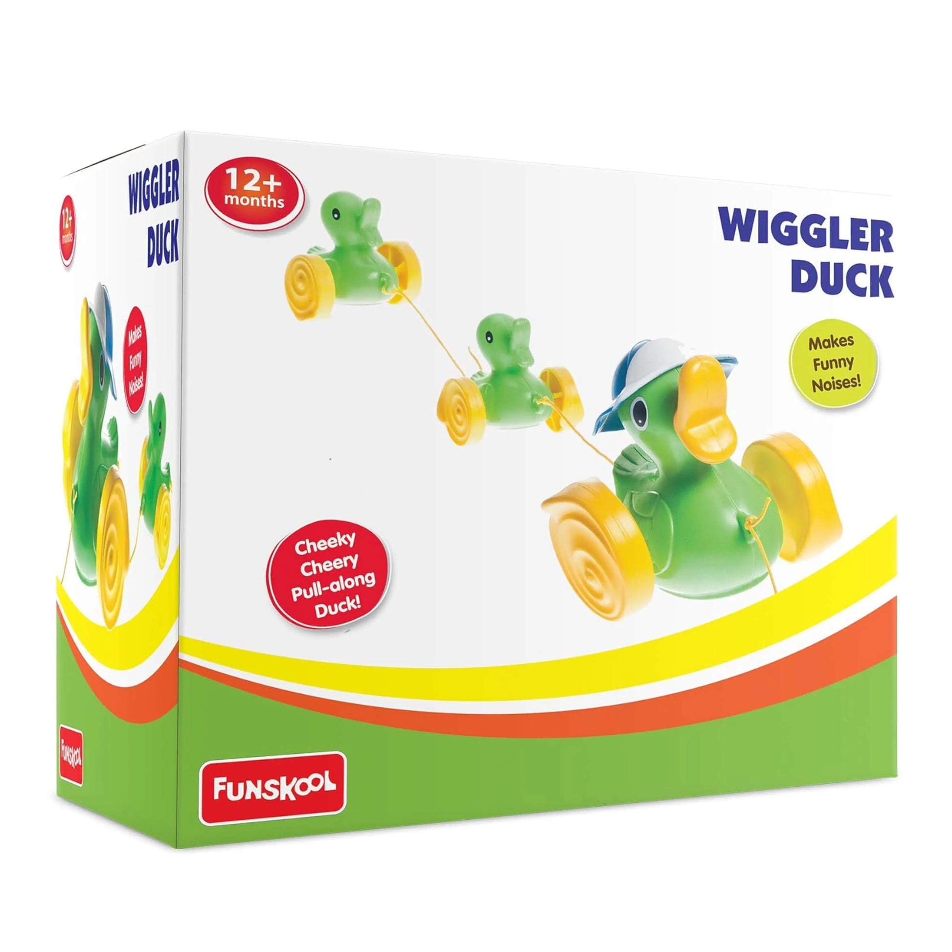 Funskool Giggles, Wiggler Duck , Pull along toy, Encourages walking,Funny walking style, 18 months & above, Infant and Preschool Toys Giggles Funskool