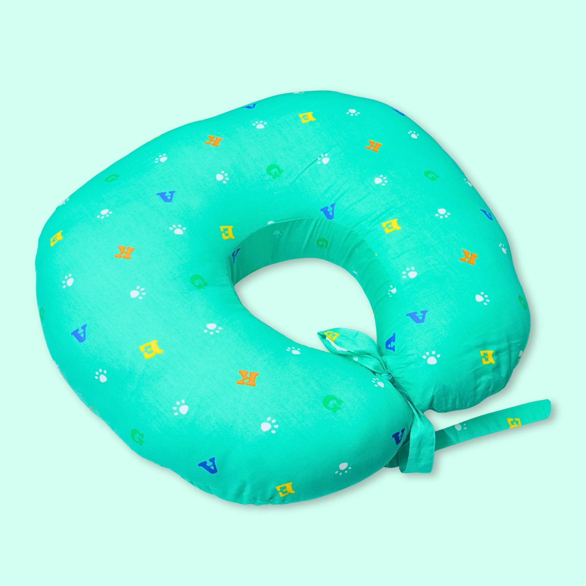 Breast Feeding & Nursing Pillow with Buckle Adjustment, 100% Organic Cotton - Green babee D