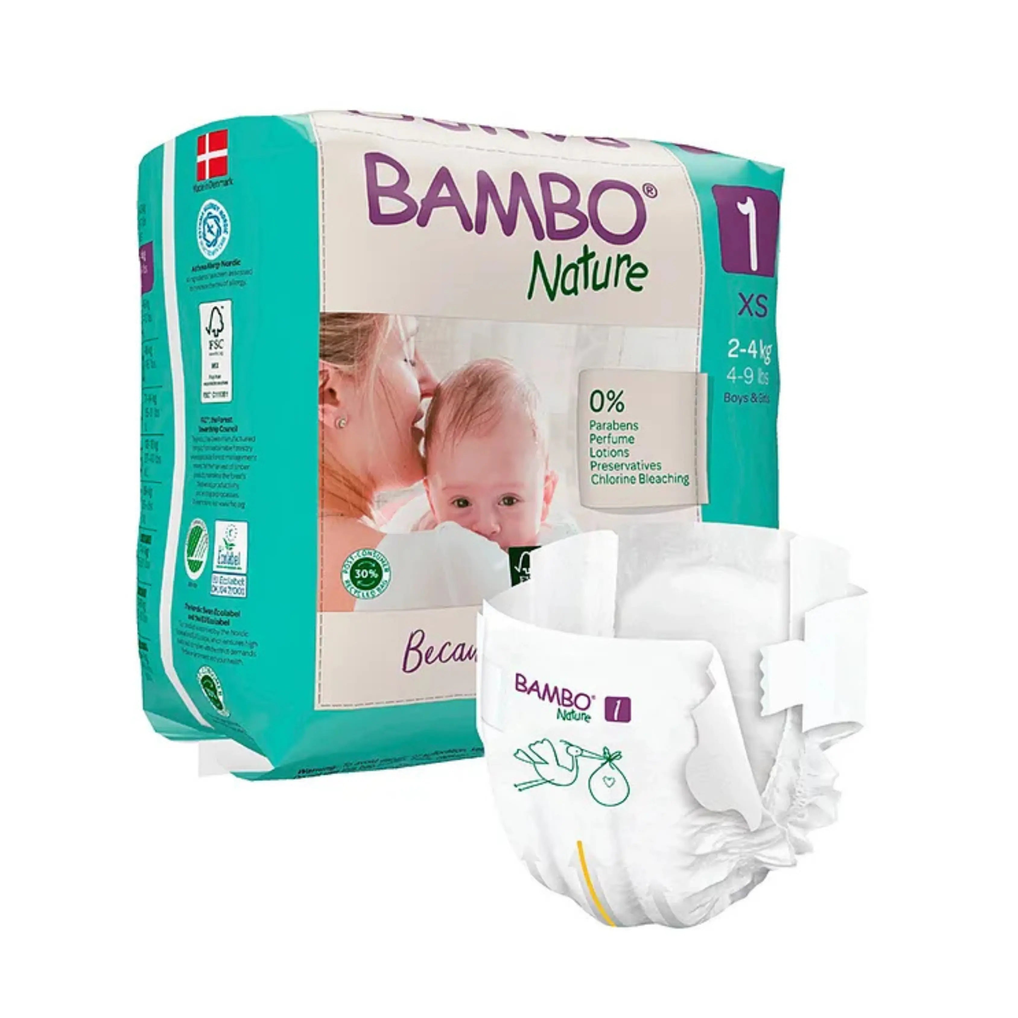 Bambo Nature Monthly Box - Skin Friendly Tape Style Diapers (size - 1) - XS ( Pack Of 6 ) Bambo Nature