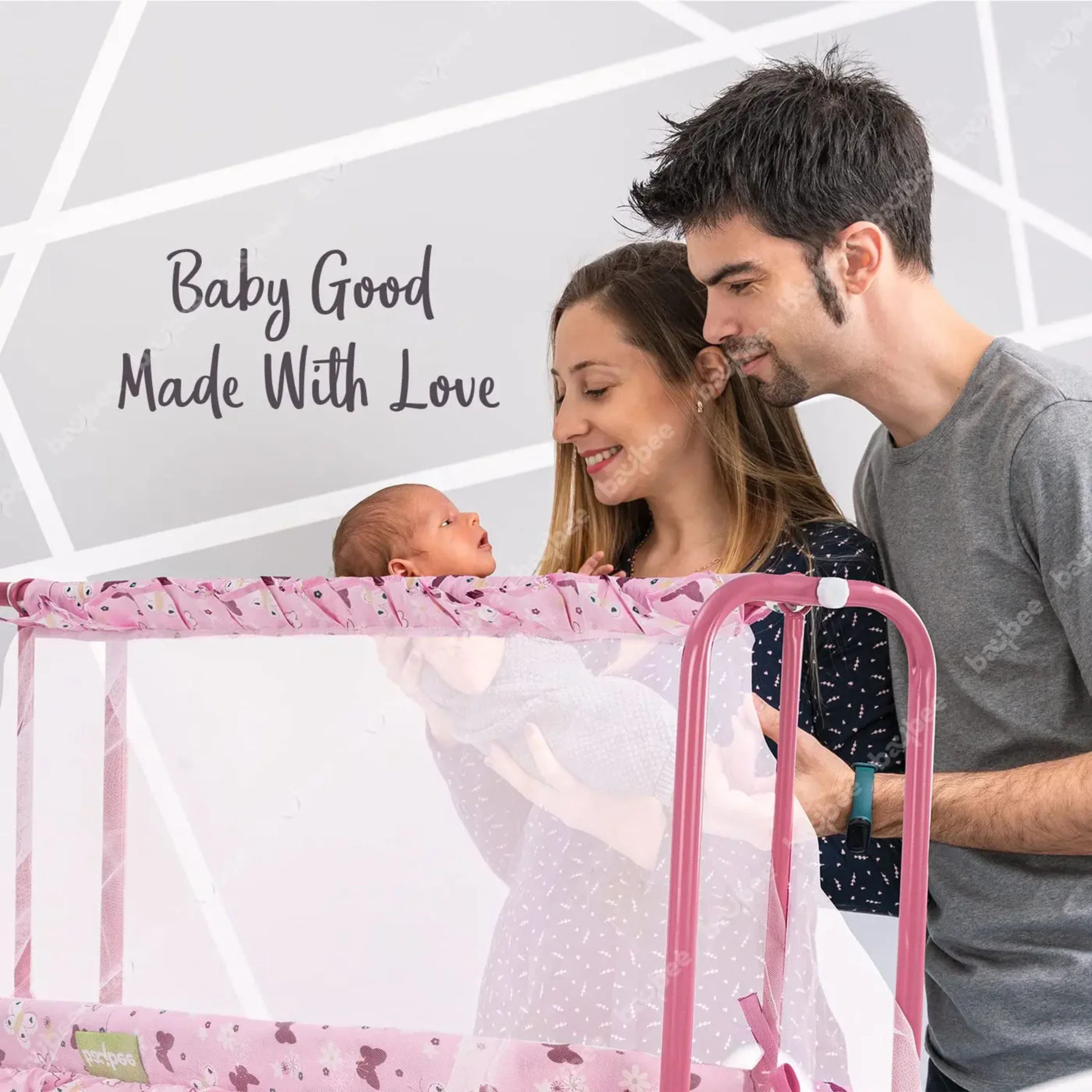 Baybee Enchant Baby Swing Cradle for Baby – Baby Cradle Swing Jhula with Mosquito Net, Storage Basket & Wheels | Newborn to 12 Months