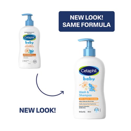 Cetaphil Baby Wash & Shampoo with Organic Calendula 400 ml | Gentle Tear-Free Cleanser | Dermatologist Tested
