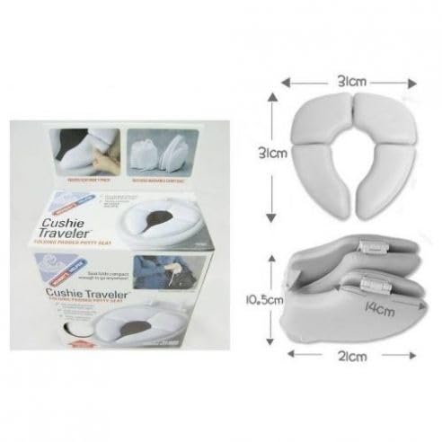 Cushie Traveler Folding Padded Potty Seat | Portable Soft Cushioned Toilet Training Seat for Toddlers | Safe & Easy to Clean (White)