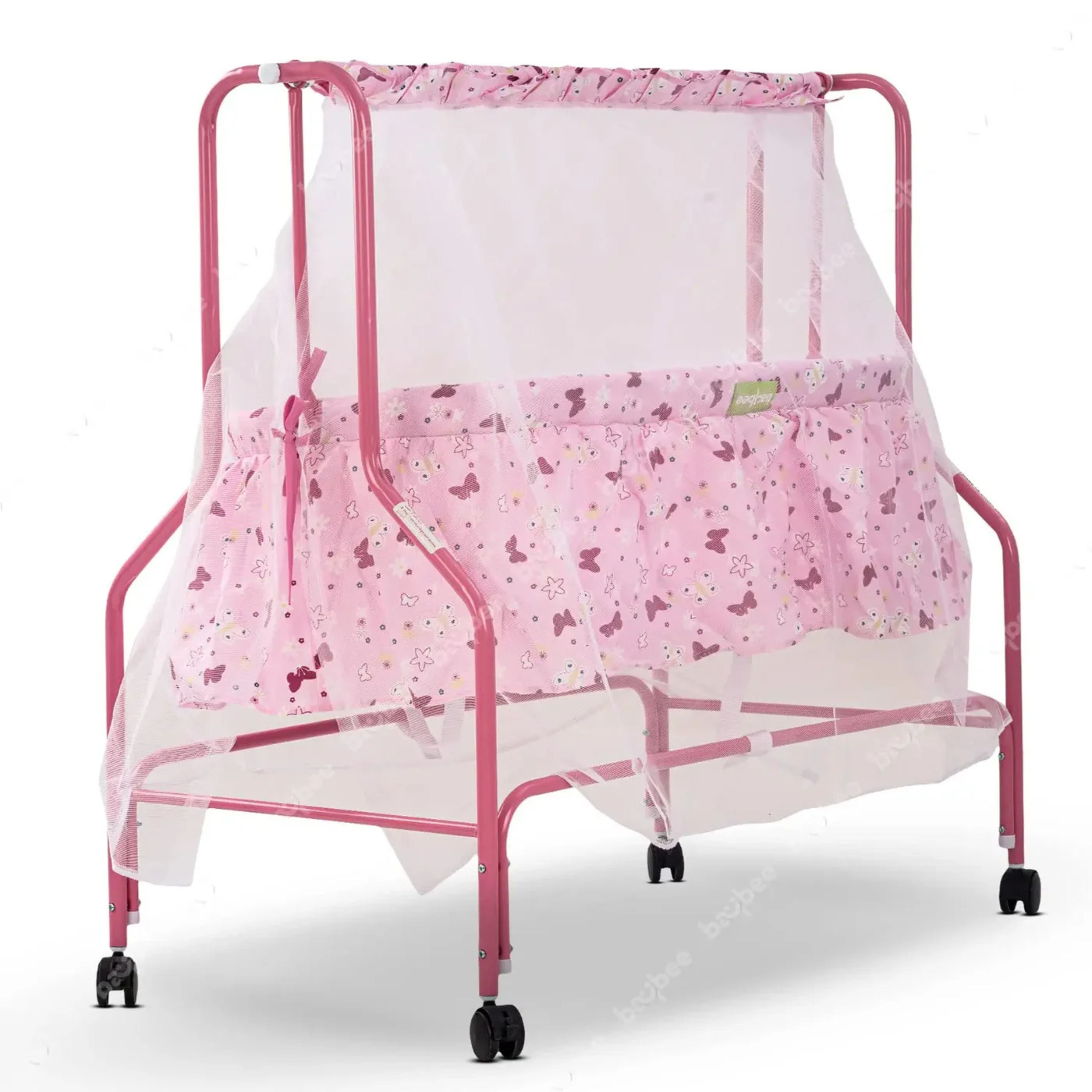 Baybee Enchant Baby Swing Cradle for Baby – Baby Cradle Swing Jhula with Mosquito Net, Storage Basket & Wheels | Newborn to 12 Months