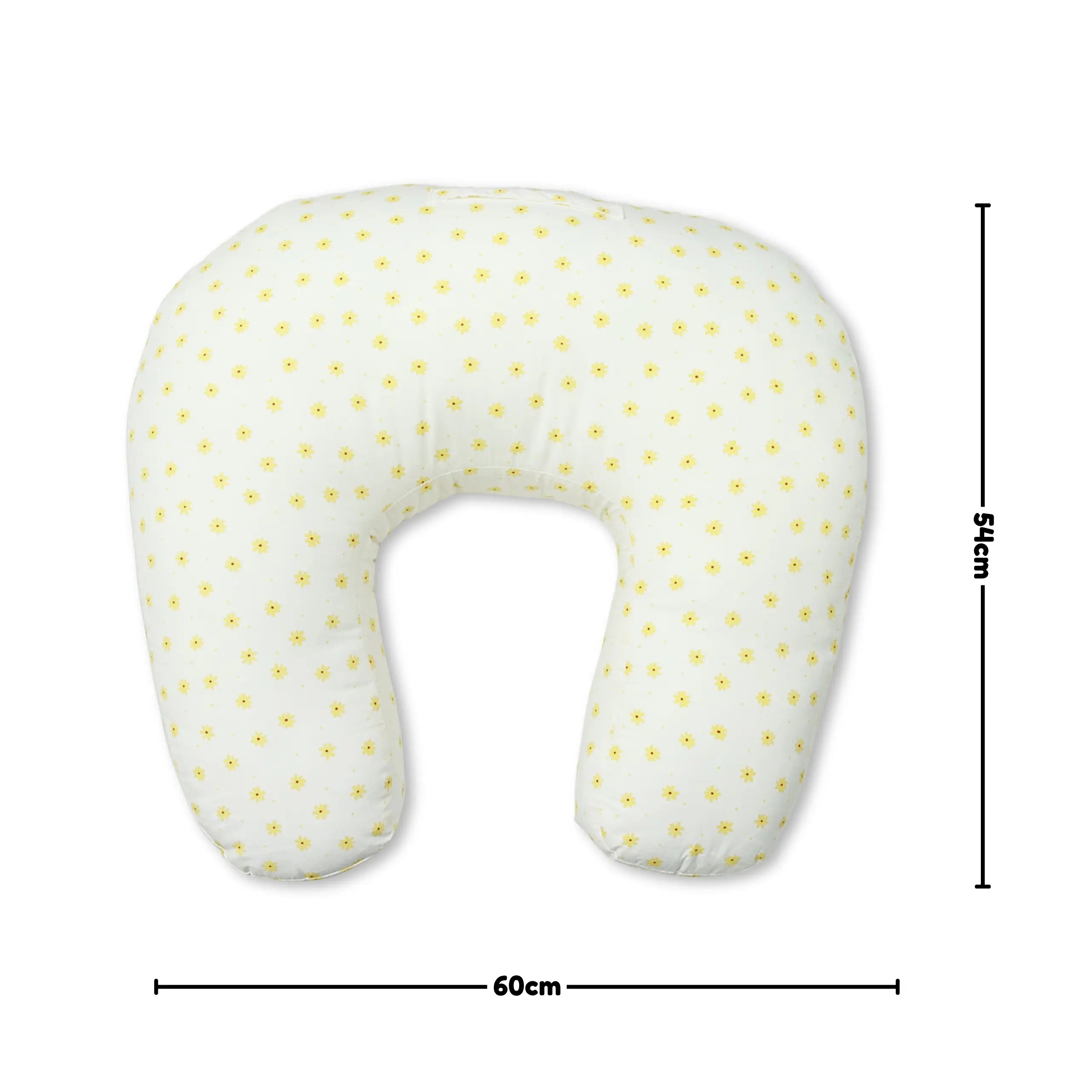 Newborn Nursing Feeding Pillow, Breastfeeding Pillows with Removable Cover - White with Yellow Flowers babee D