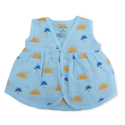 100% Soft Muslin Cotton Snap Button Baby Frock | Breathable Lightweight Summer Baby Dress