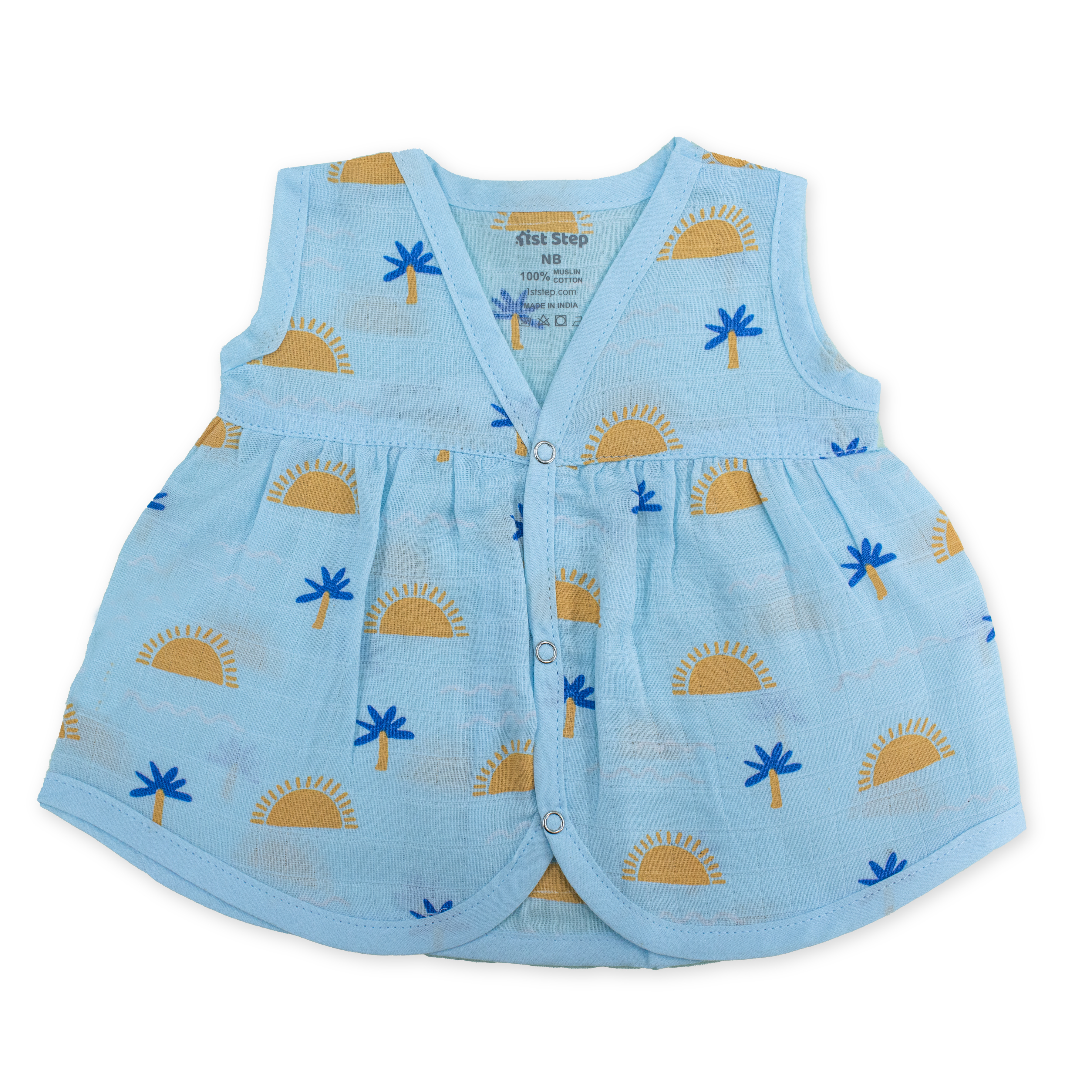 100% Soft Muslin Cotton Snap Button Baby Frock | Breathable Lightweight Summer Baby Dress