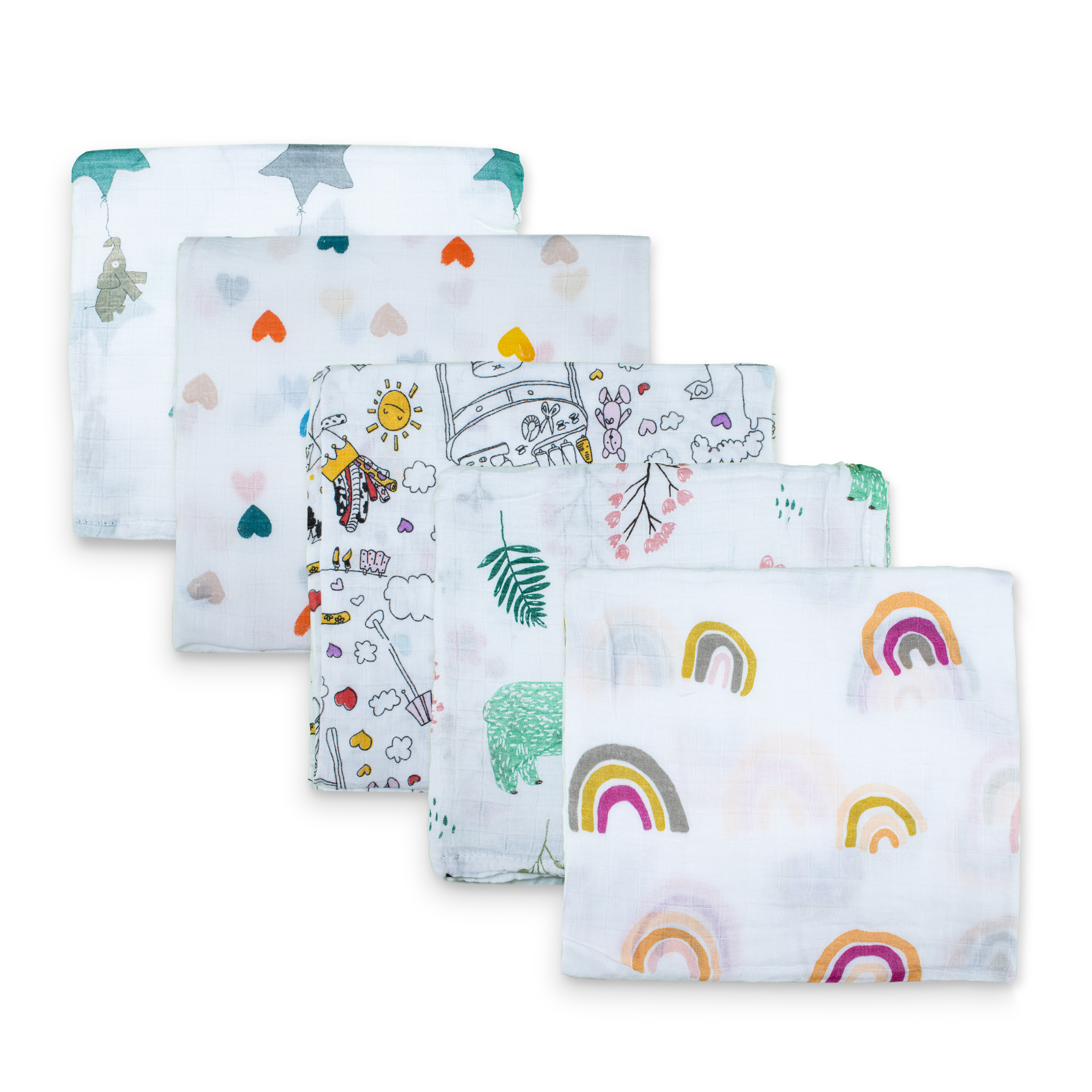Organic 100% Cotton Baby Muslin Swaddle Cloth | Ultra-Soft & Breathable | 110×110 cm | Newborn–12 Months | Pack of 5