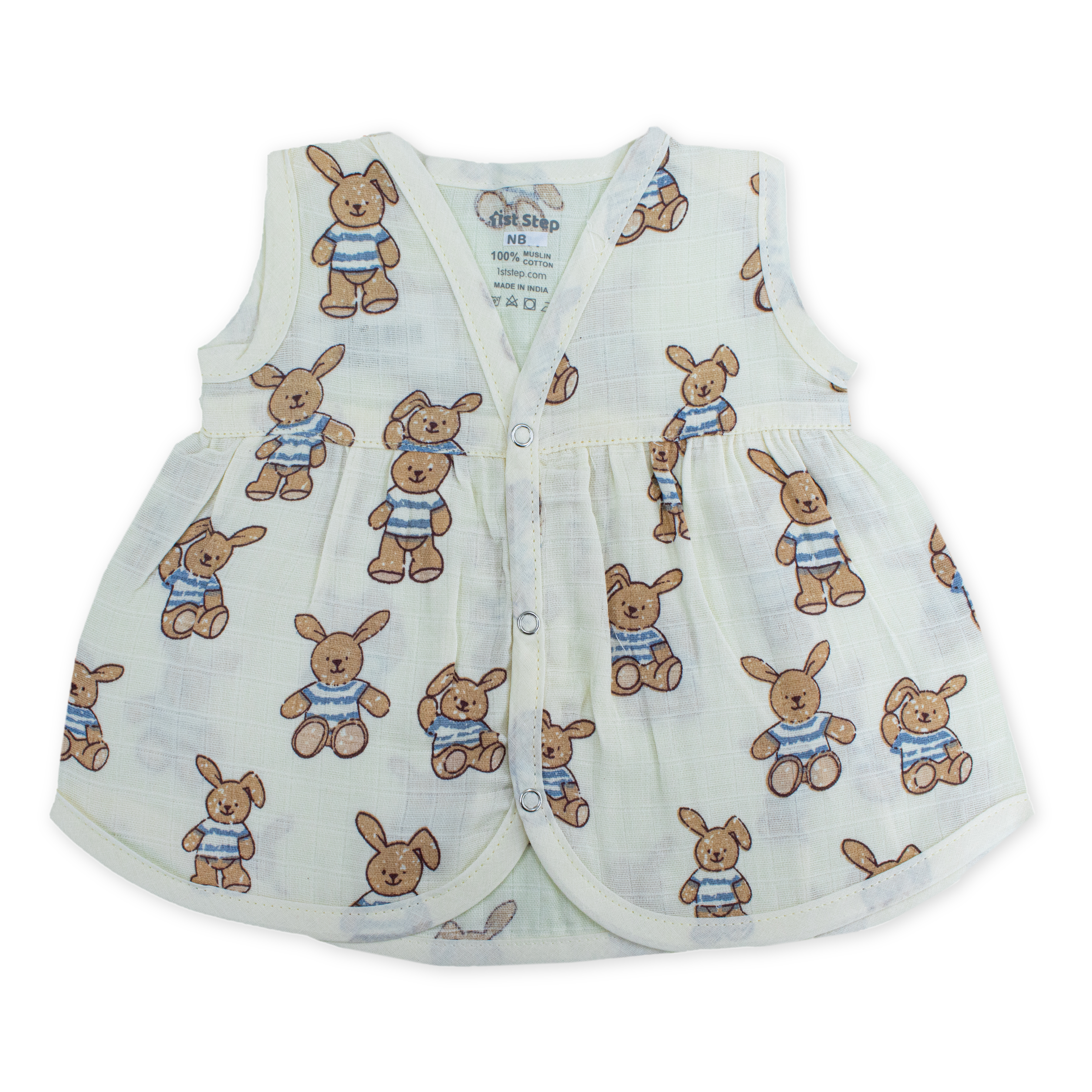 100% Soft Muslin Cotton Snap Button Baby Frock | Breathable Lightweight Summer Baby Dress