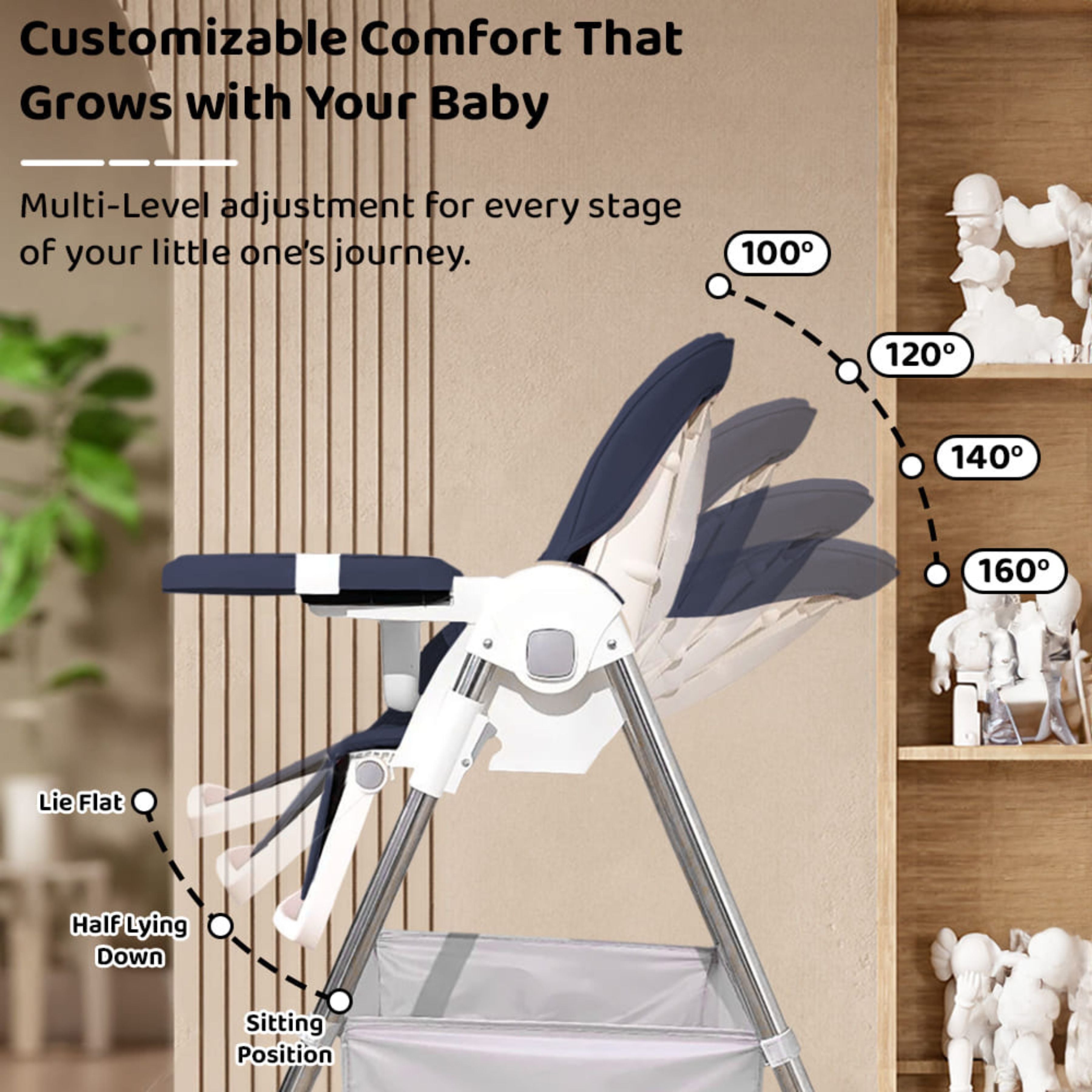 Galaxy Star Baby High Chair for Kids | Adjustable Feeding Chair with Safety Belt & Dining Tray