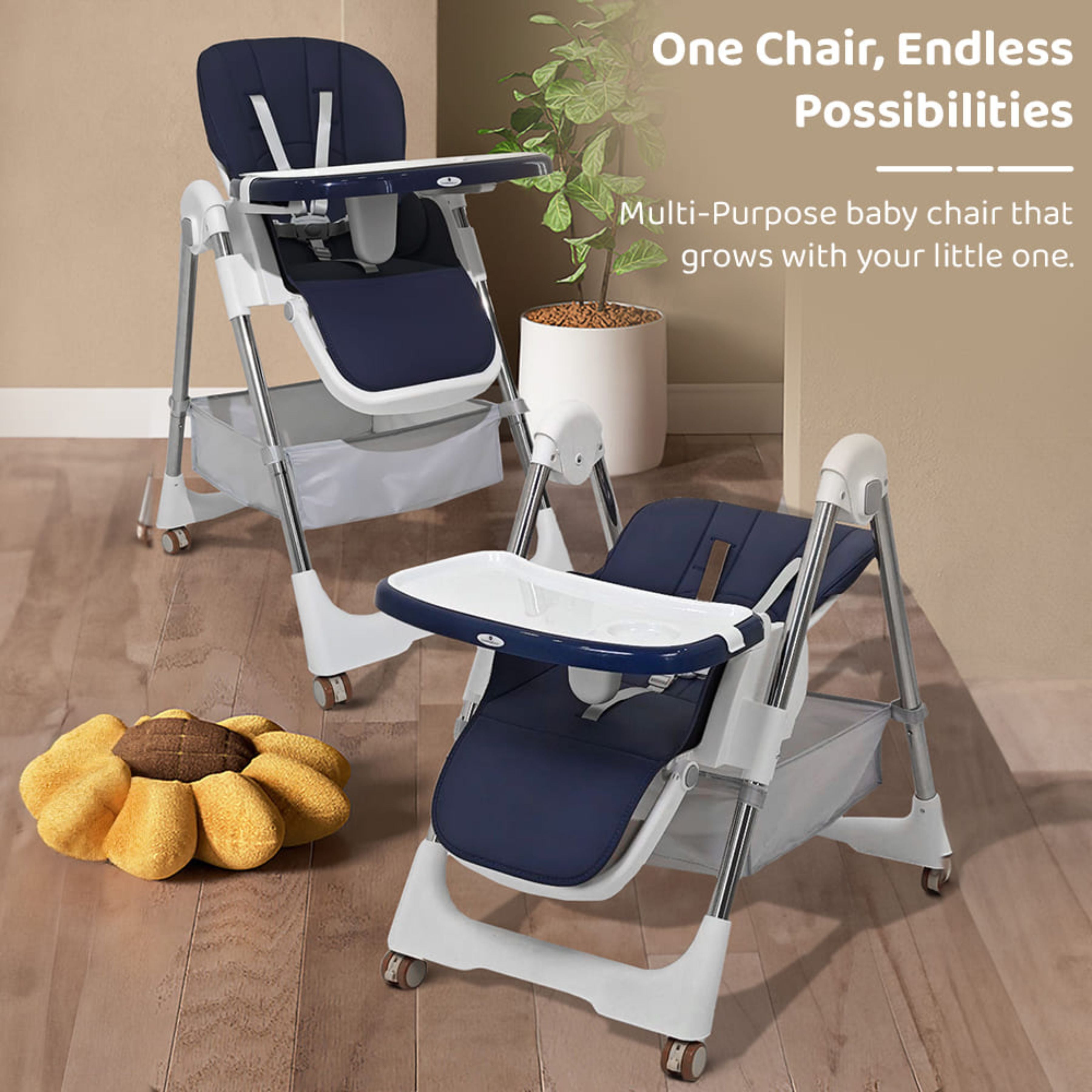 Galaxy Star Baby High Chair for Kids | Adjustable Feeding Chair with Safety Belt & Dining Tray