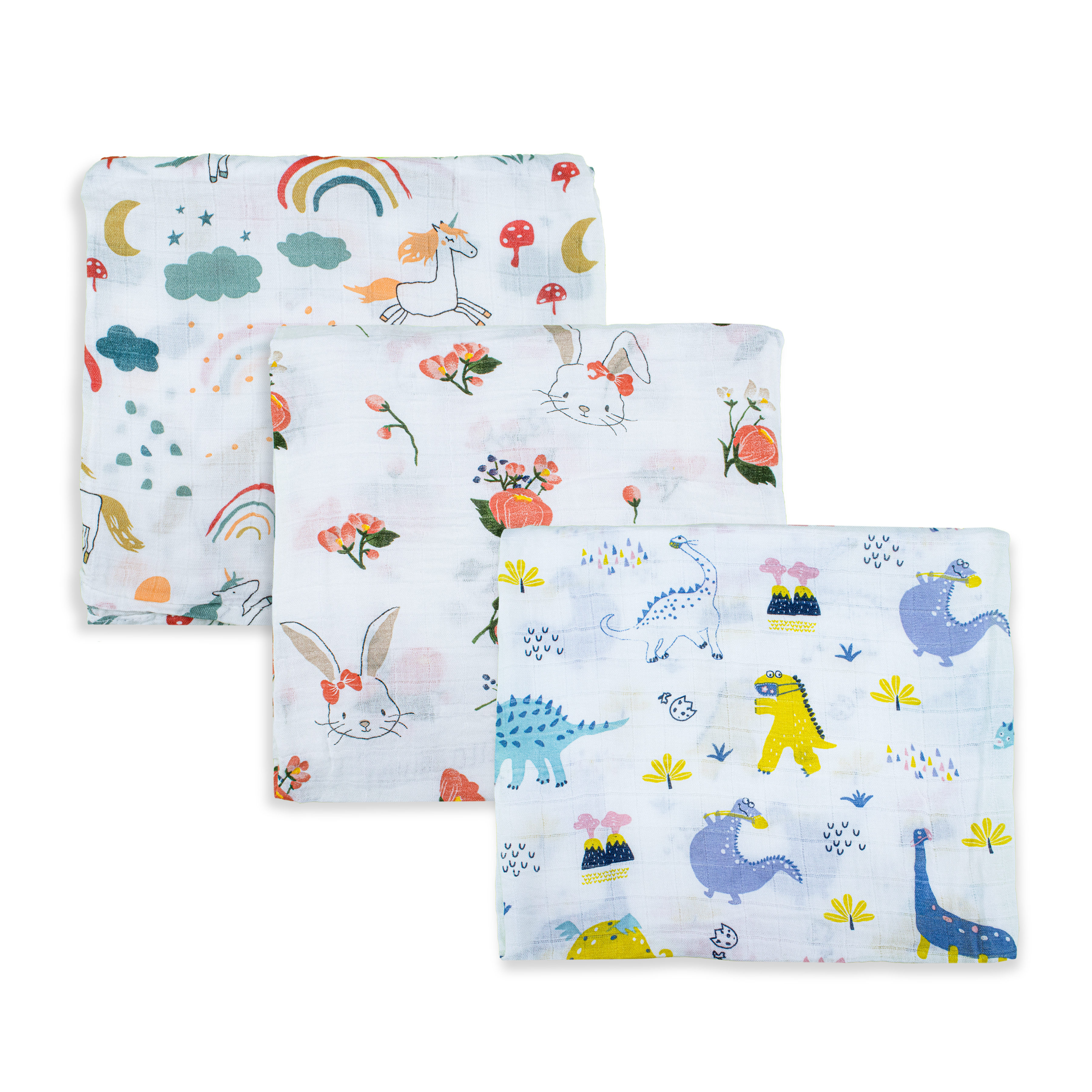 Organic 100% Cotton Baby Muslin Swaddle Cloth | Ultra-Soft & Breathable | 110×110 cm | Newborn–12 Months | Pack of 3
