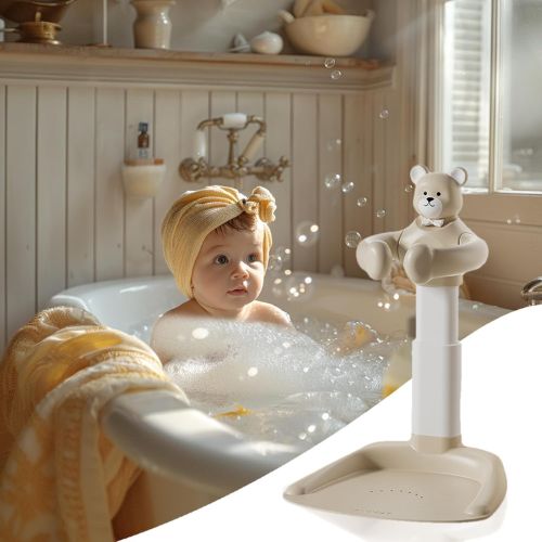 Foldable Baby Bath Stand | Height Adjustable Baby Bathtub Stand with Safety Handle for Infants & Toddlers