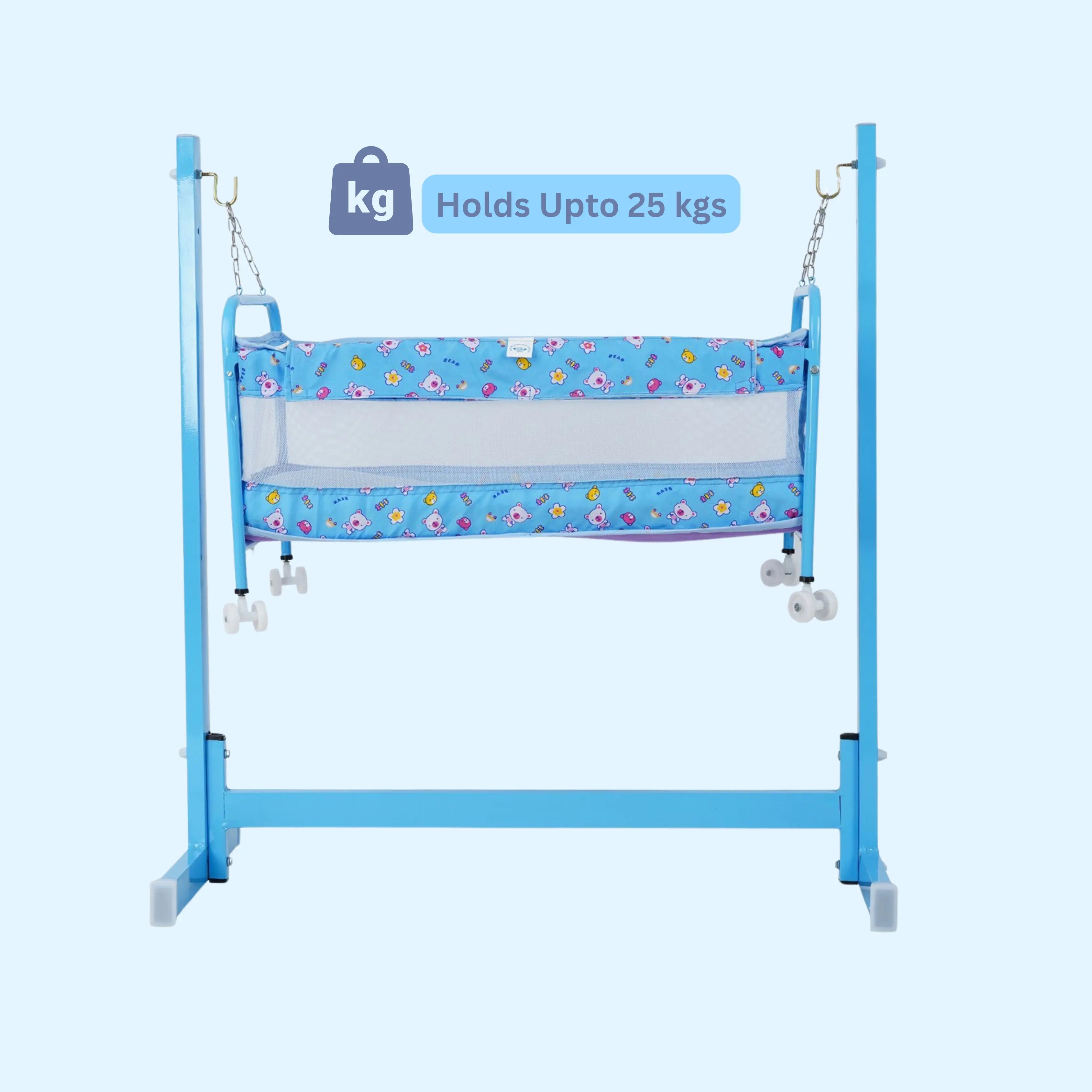 Baby Swing Cradle ( Steel ) | Upto 25 kgs | 2 in 1 Detachable Baby Cradle (model 1170) babee D