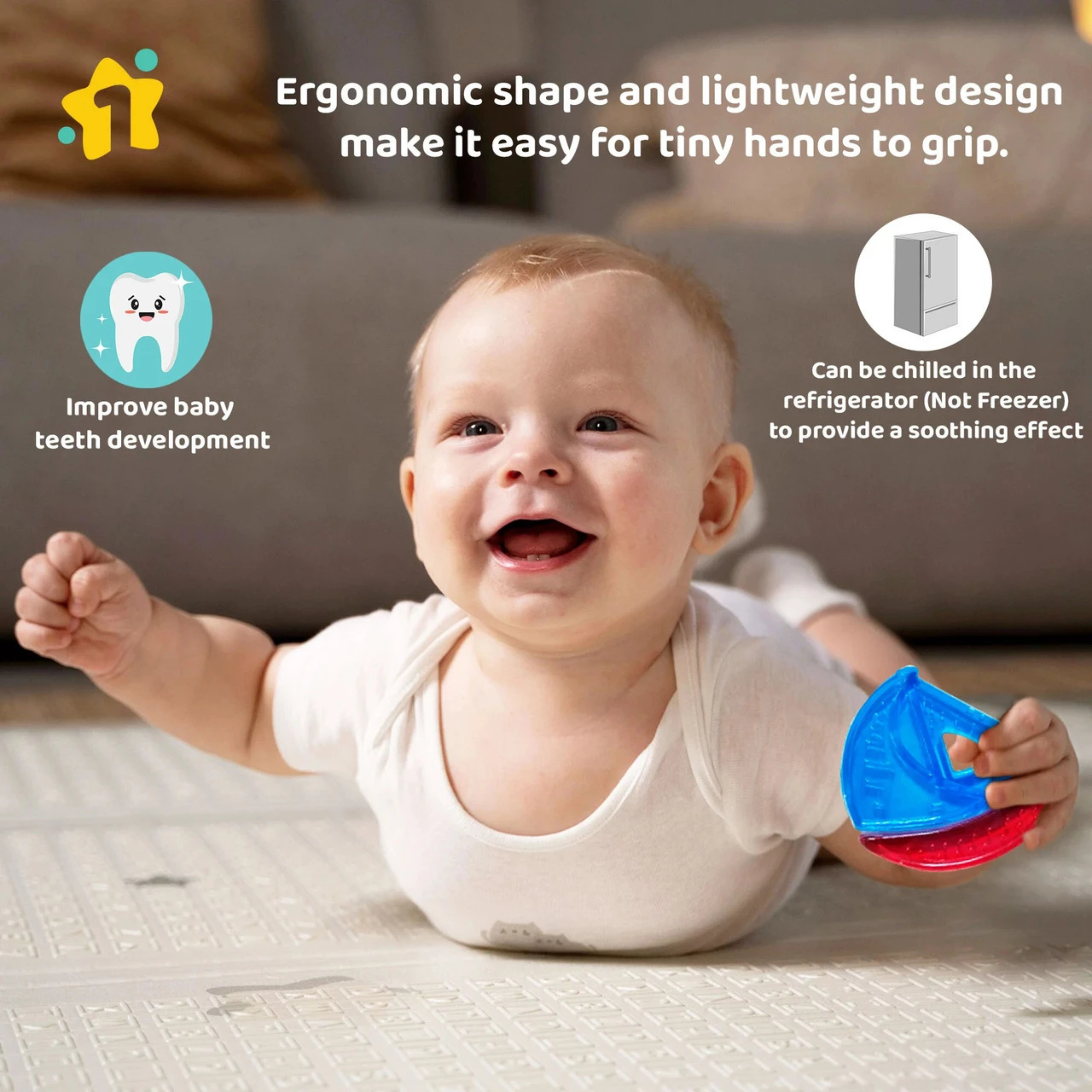 First Step Water Filled Silicone Baby Cooling Teether Soother | BPA Free Soft Teething Toy for Babies