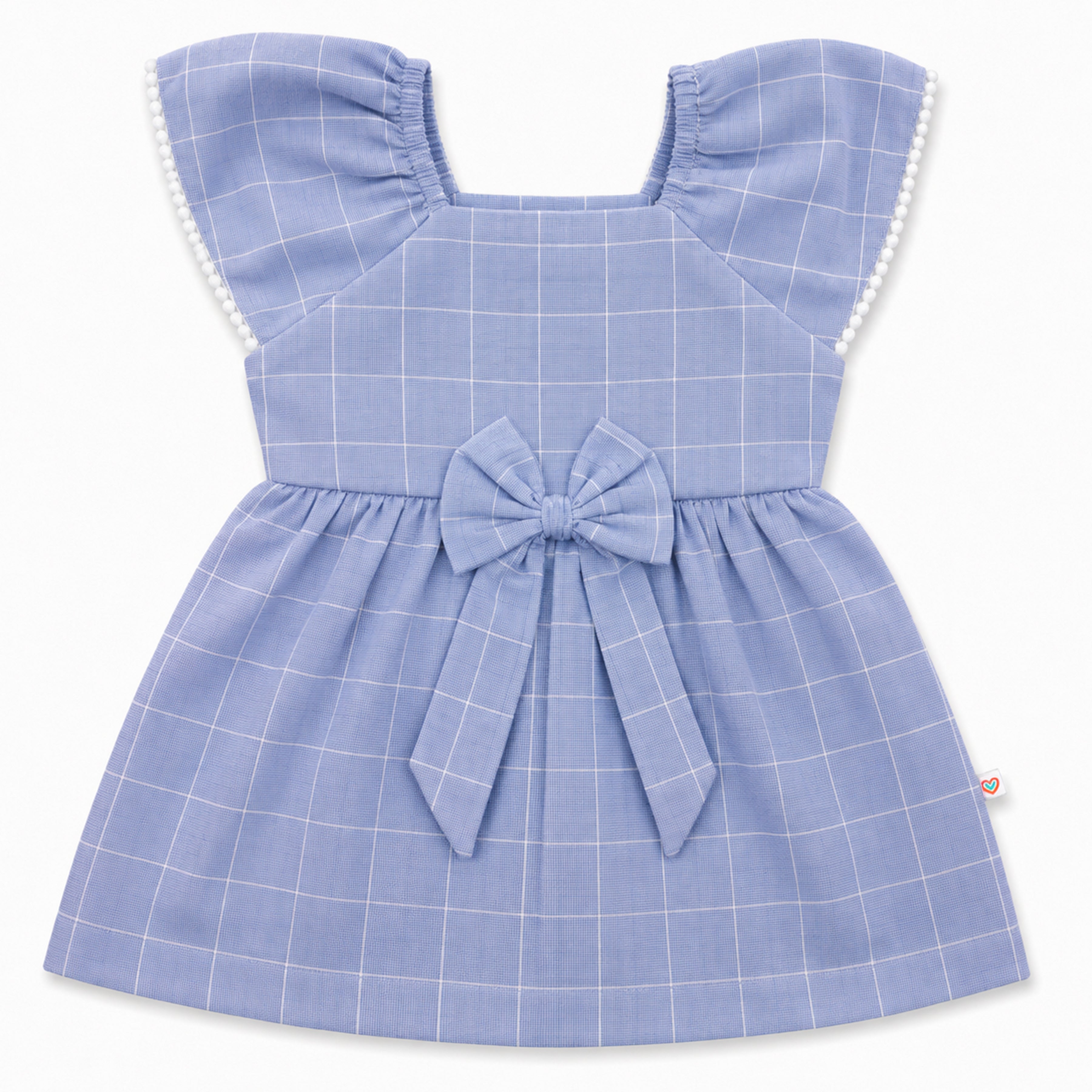 Baby Girl Pink Checkered Cotton Frock with Bow | Soft Sleeveless Flutter Sleeve Dress | Newborn, Infant & Toddler Party Wear