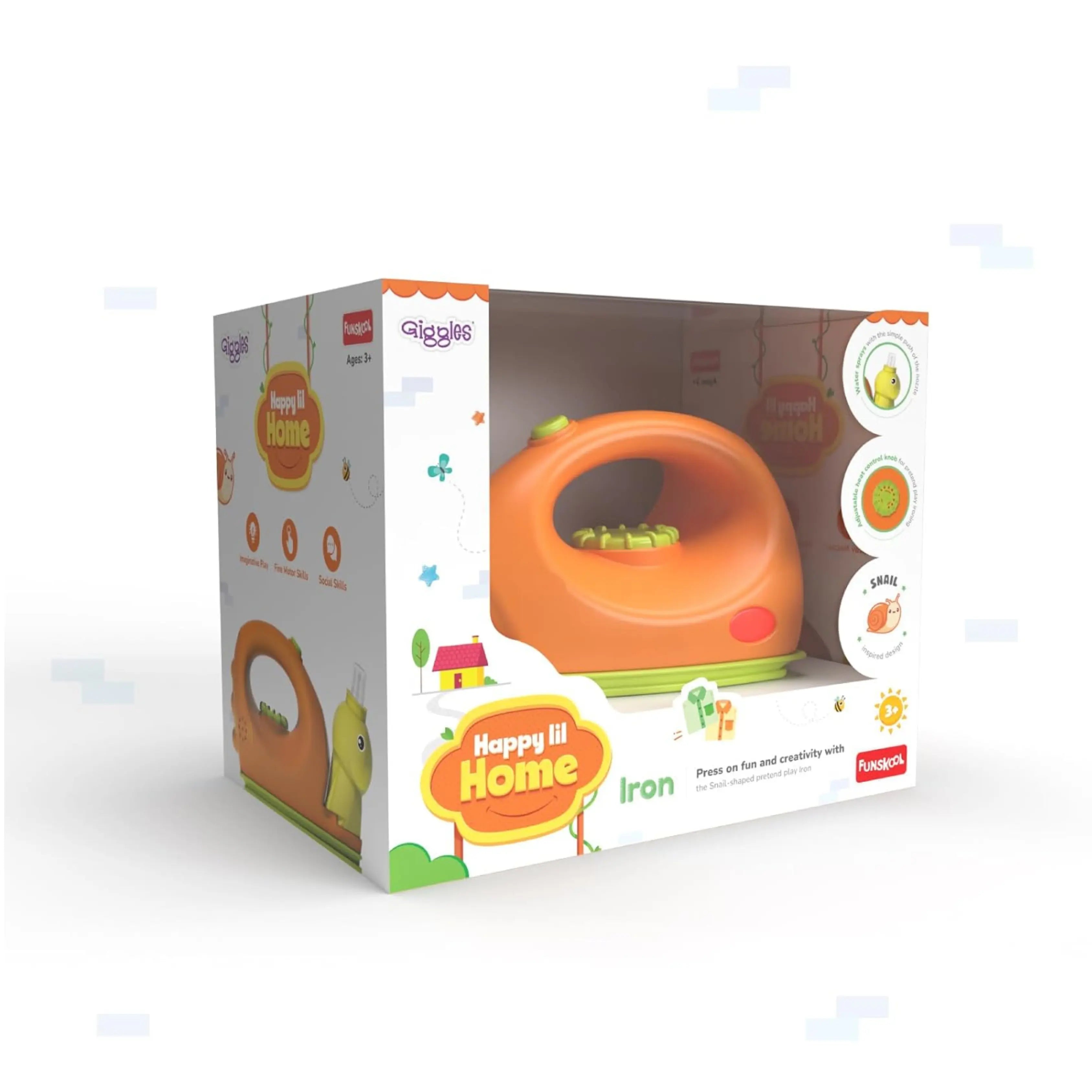 Funskool Giggles Playset Happy Lil Home-Iron, Snail Inspired Pretend Role-Play Toy with Electronic Lights & Sounds, for Kids 3 Year Old & Above. Giggles Funskool