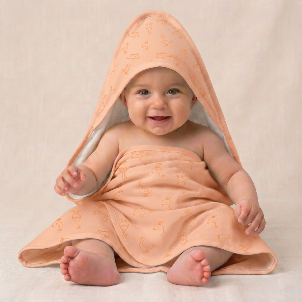 Baby Hooded Towel Cotton 70x70 cm – Soft & Absorbent Newborn Bath Towel with Hood | Gentle, Skin-Friendly & Quick Dry