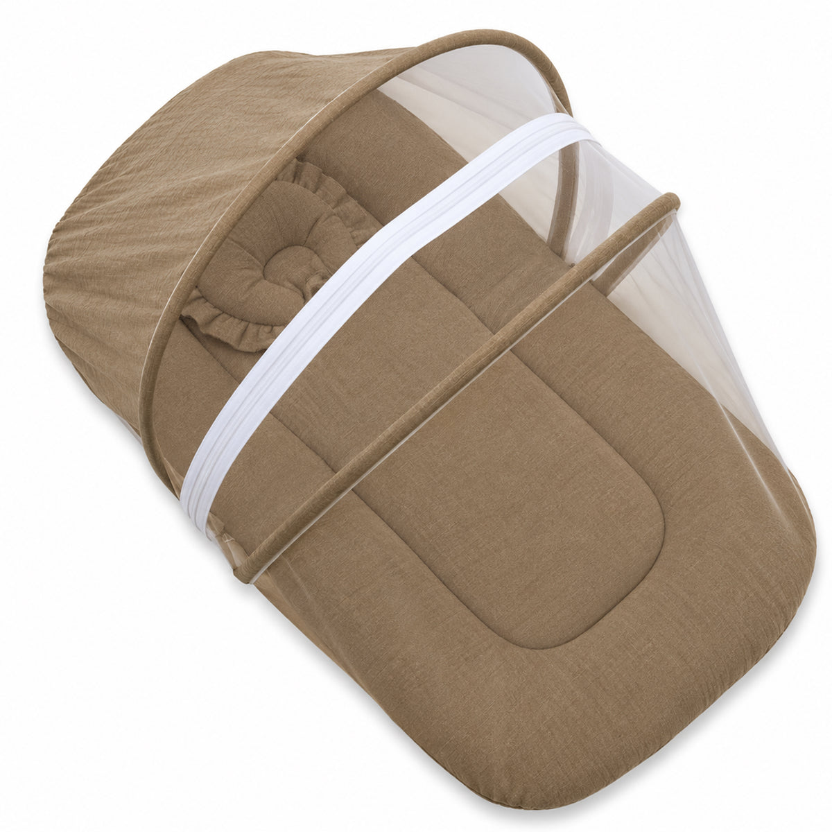 Crushed Muslin Baby Sleeping Bed with Mosquito Net & Pillow | Portable Net Bed for Newborns