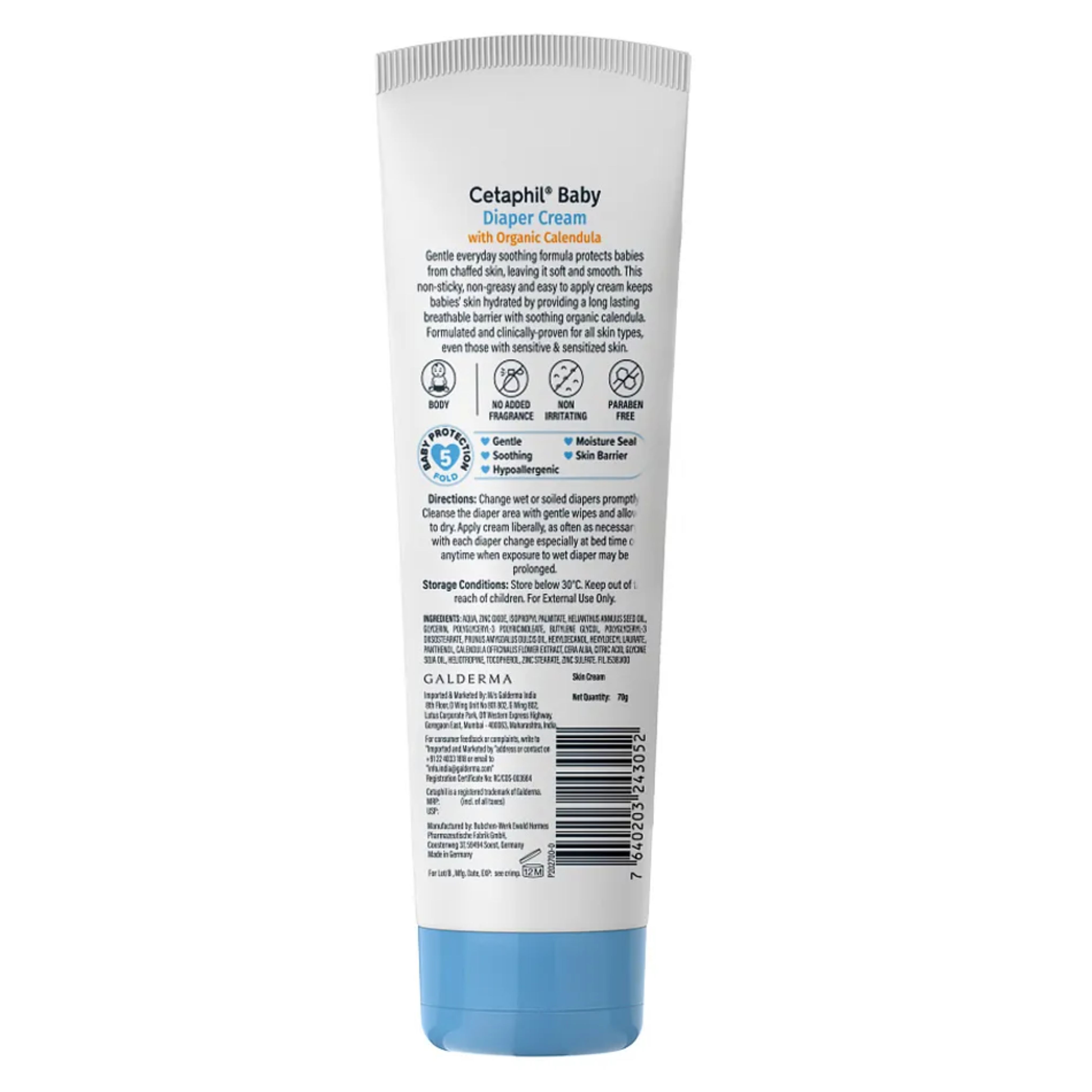 Cetaphil Baby Diaper Cream | Soothing & Protective Rash Cream for Newborns | Gentle Care for Sensitive Baby Skin-70g