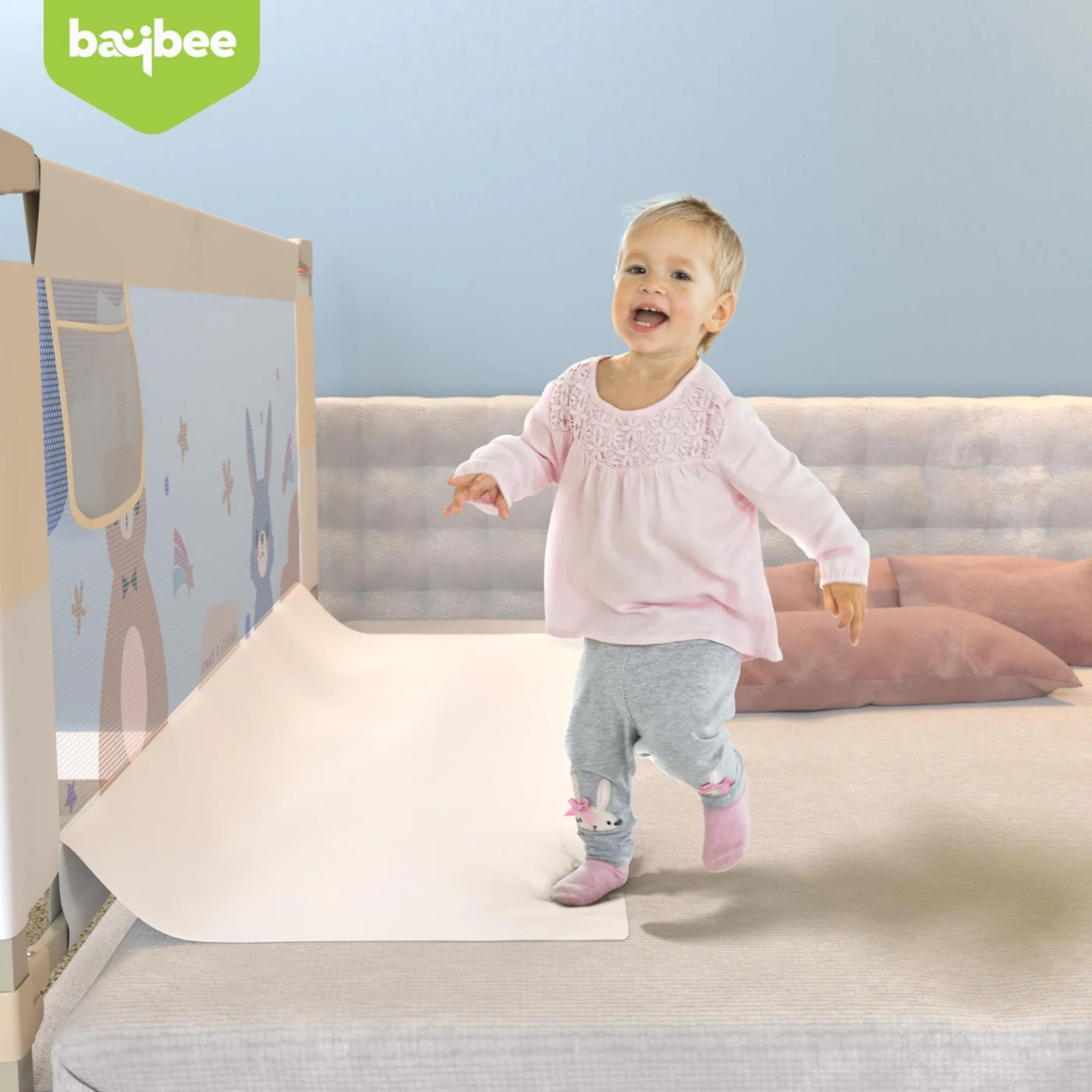 Baby Bed Rail Guard Foldable & Portable Safety Protector (200 x 80 cm) – Toddler Bed Safety Guard with Breathable Mesh, Strong Frame & Easy Installation for Kids