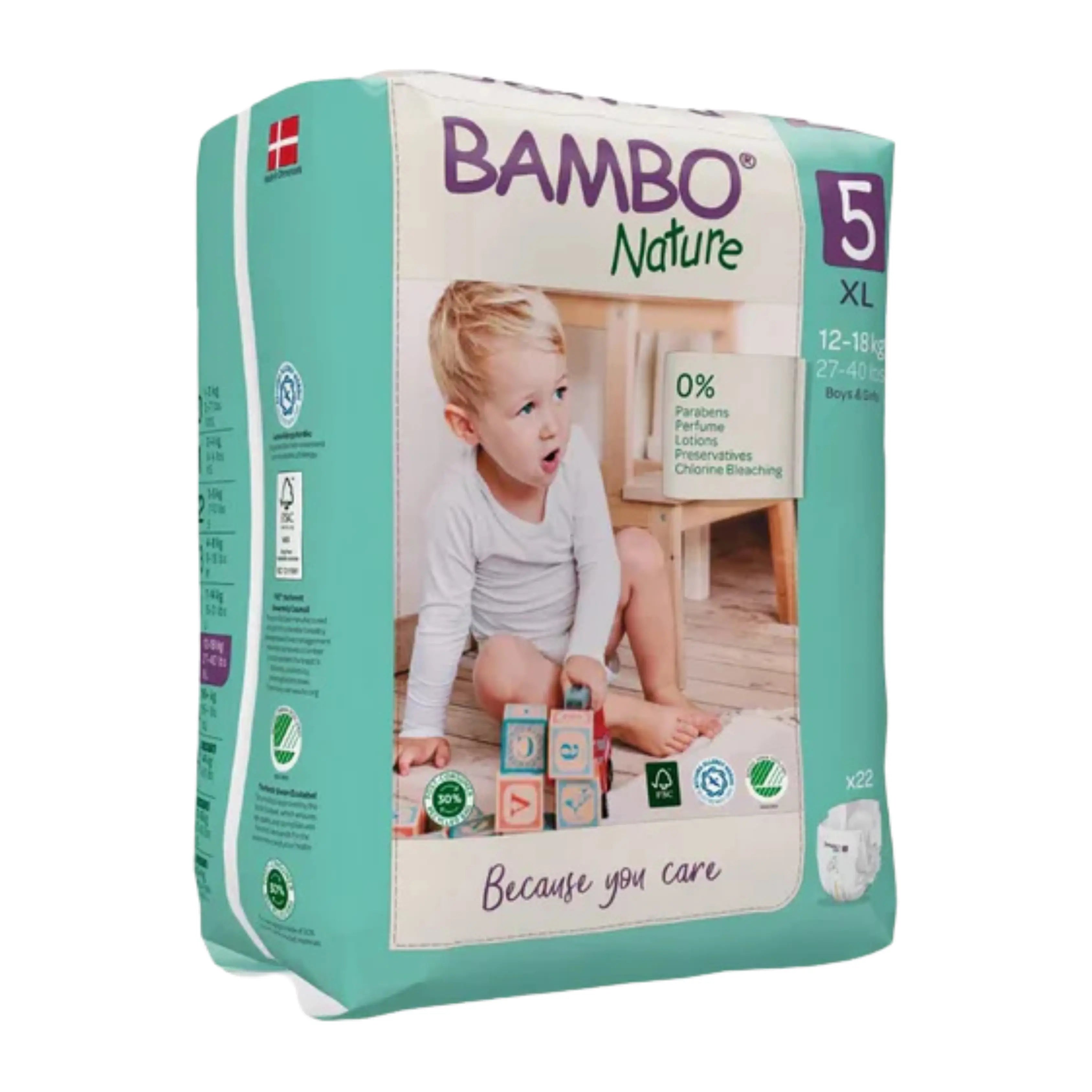 Bambo Nature Monthly Box - Skin Friendly Tape Style Diapers (size - 5) - Extra Large ( Pack Of 6 ) Giggles Funskool