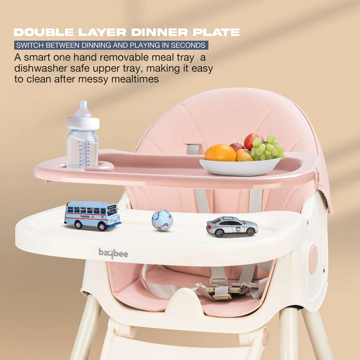Baybee 4-in-1 Convertible High Chair for Kids – Foldable Baby Feeding Chair with Adjustable Tray & Footrest