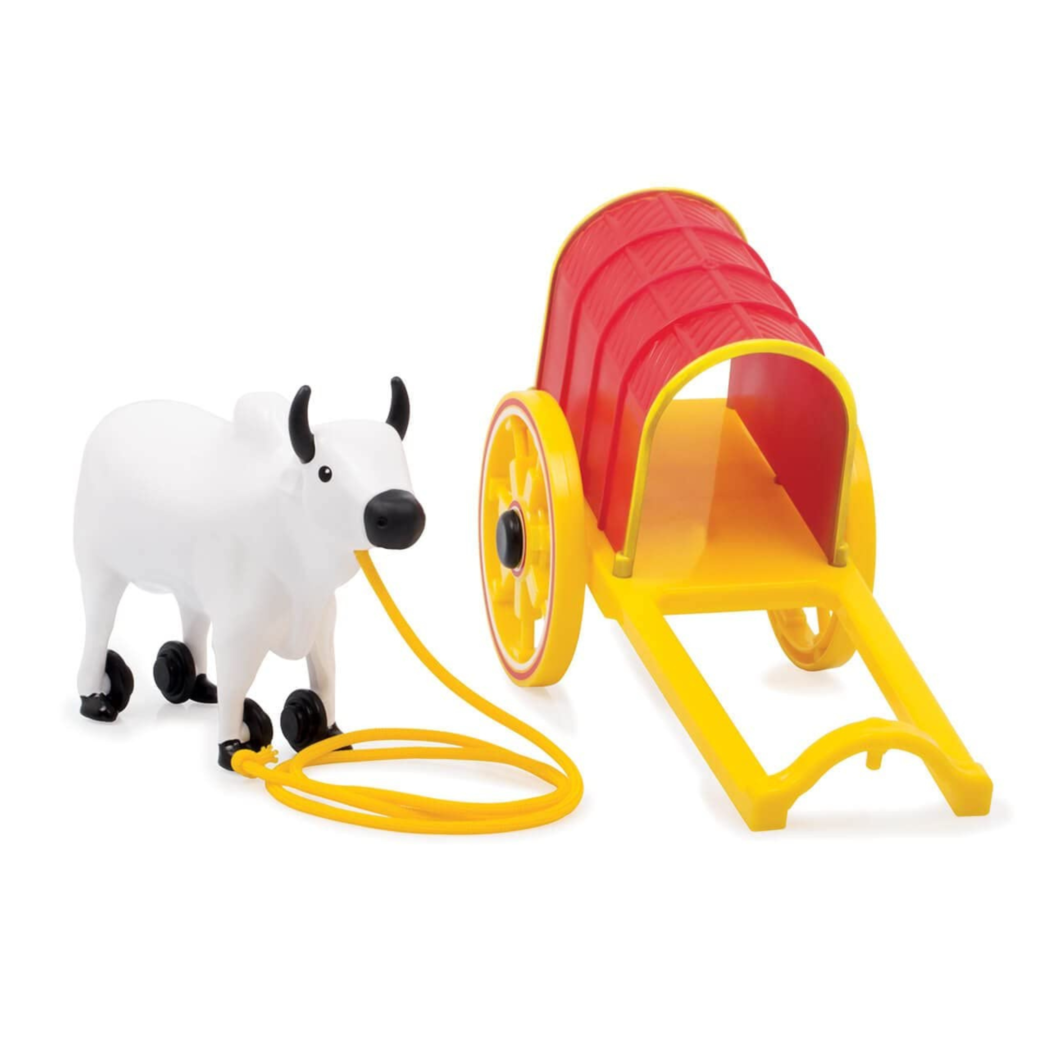 Funskool Giggles - Bullock Cart , Pull string toy, toys for kids, Pull Along Toy , Encourages Walking, Pretend Play,Colours , 12 Months & Above , Infant and Preschool Toys(Multicolour)