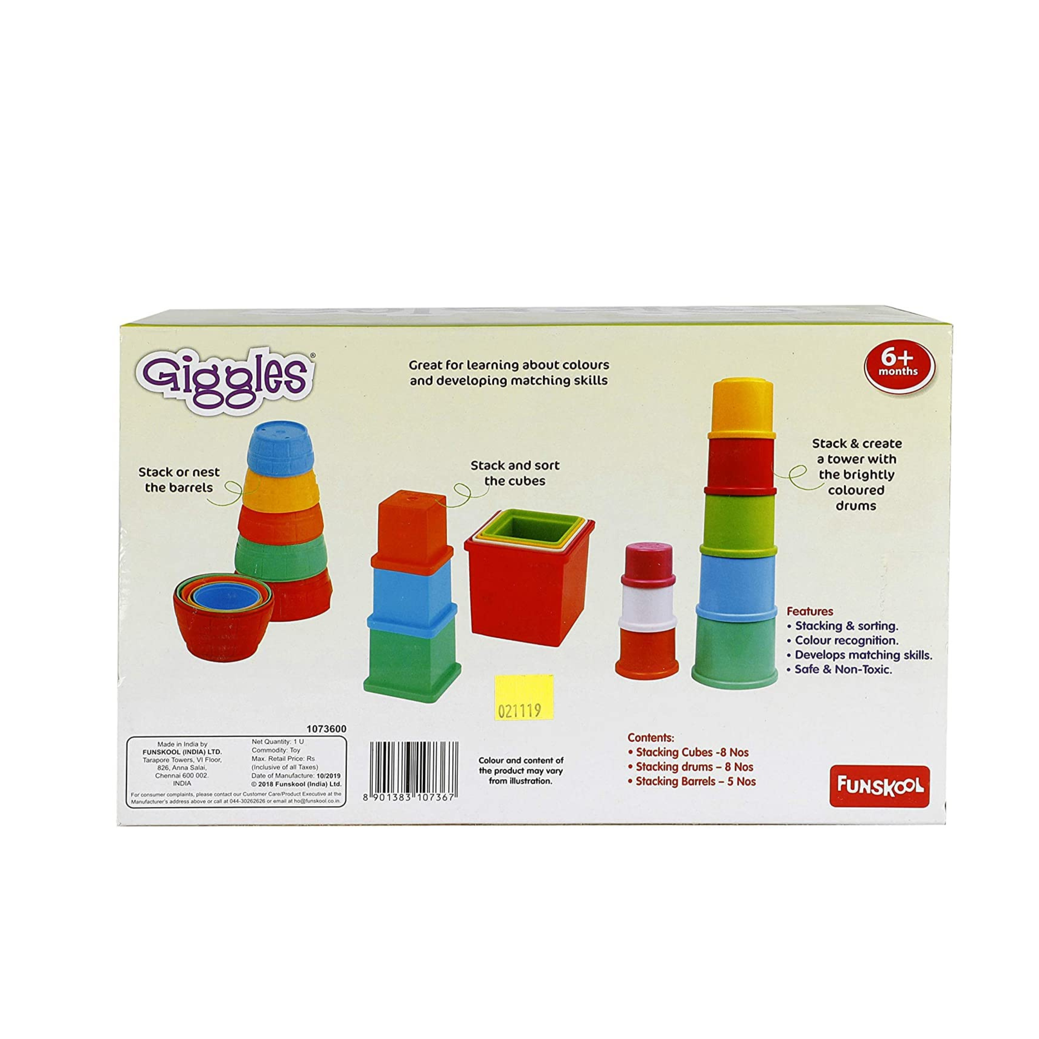 Funskool Giggles 3 in 1 Stack & Tumbler Toy Gift Set - 12m+
