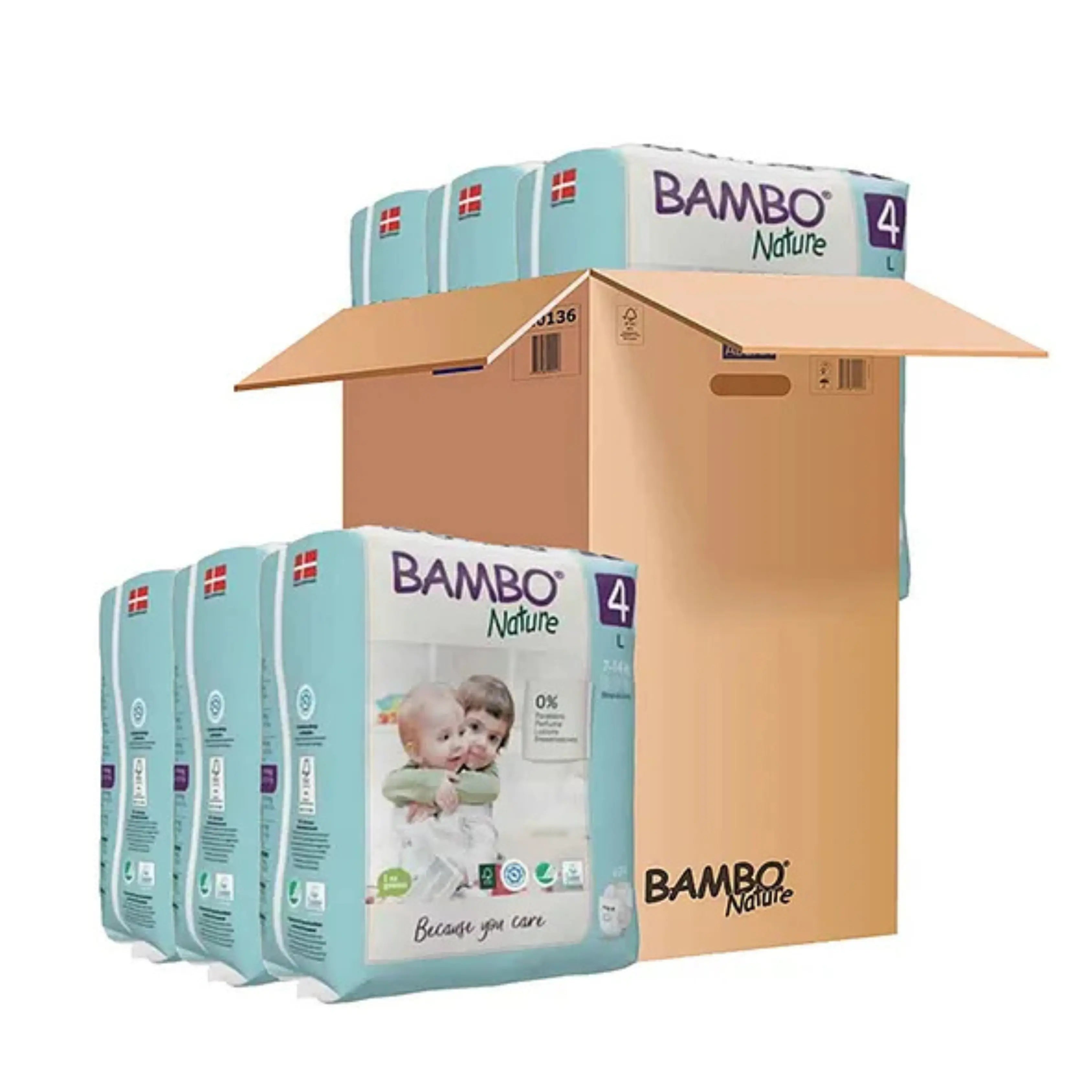 Bambo Nature Monthly Box - Skin Friendly Tape Style Diapers (size - 4) - Large ( Pack Of 6 ) Bambo Nature