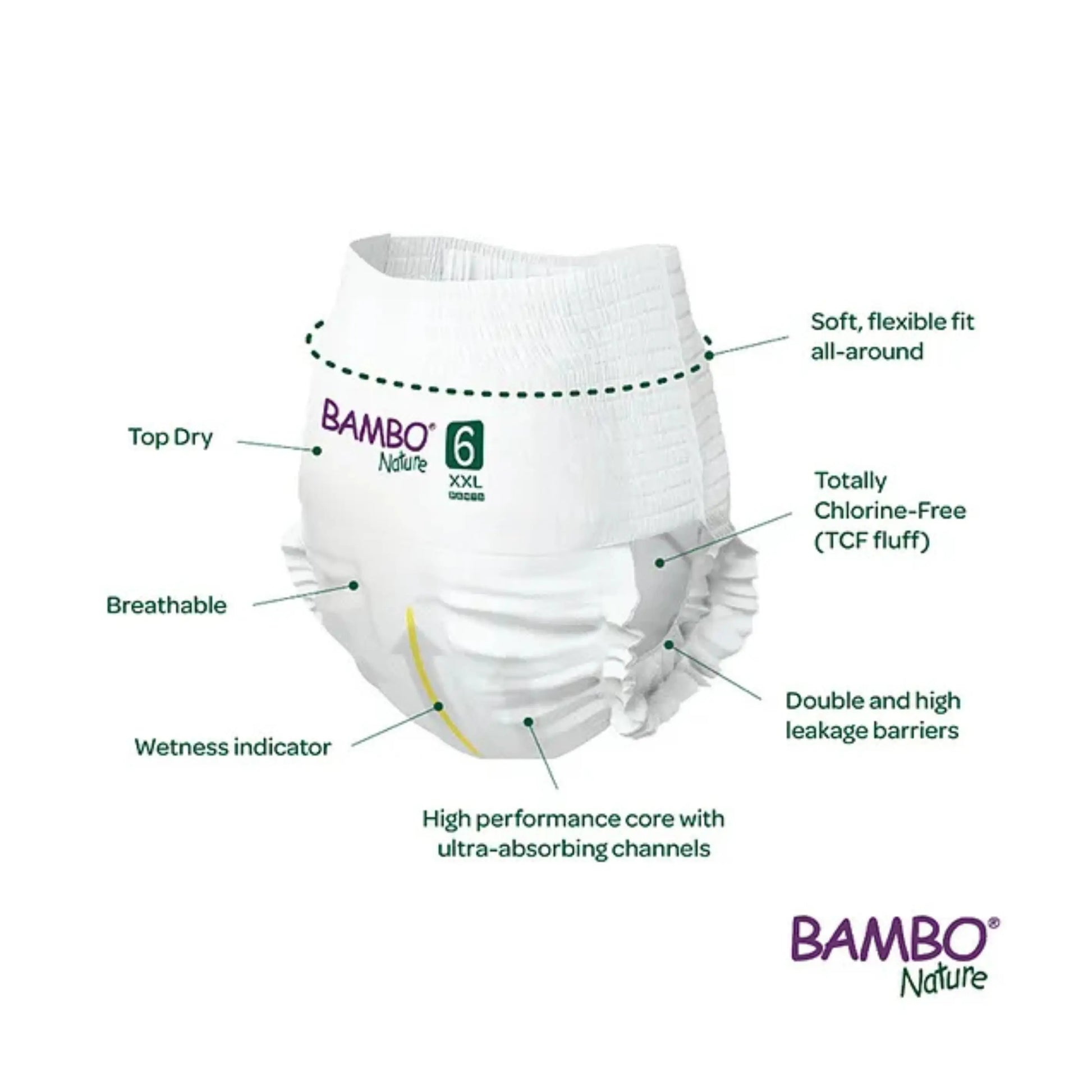 Bambo Nature Monthly Box - Skin Friendly Pant Style Diapers (size - 6) - XXL ( Pack Of 6 ) Bambo Nature