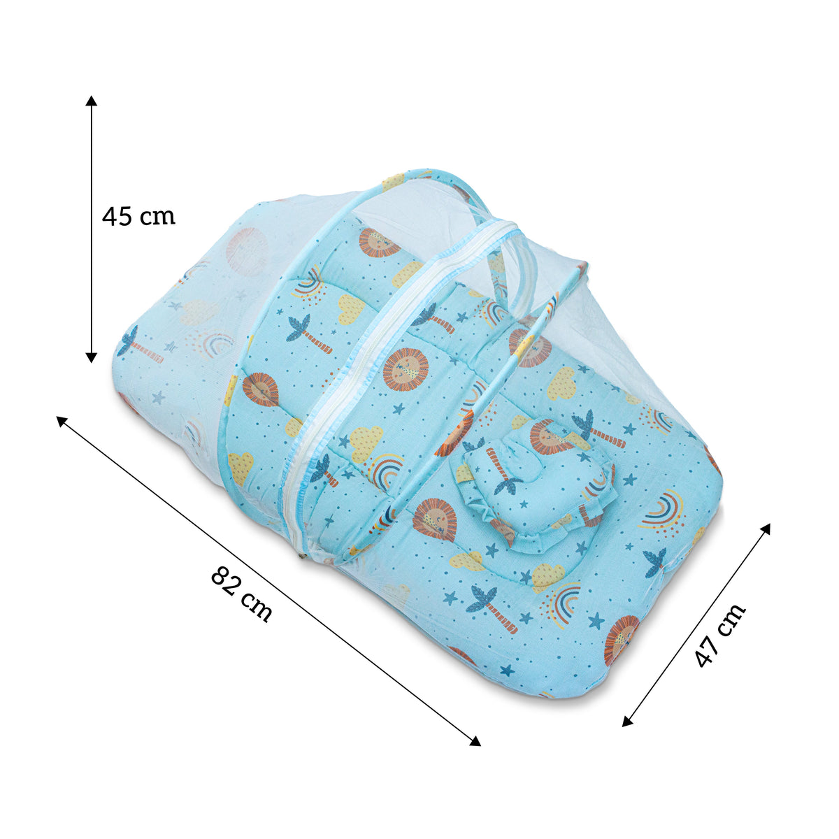1st Step muslin baby bed with mosquito net – Blue