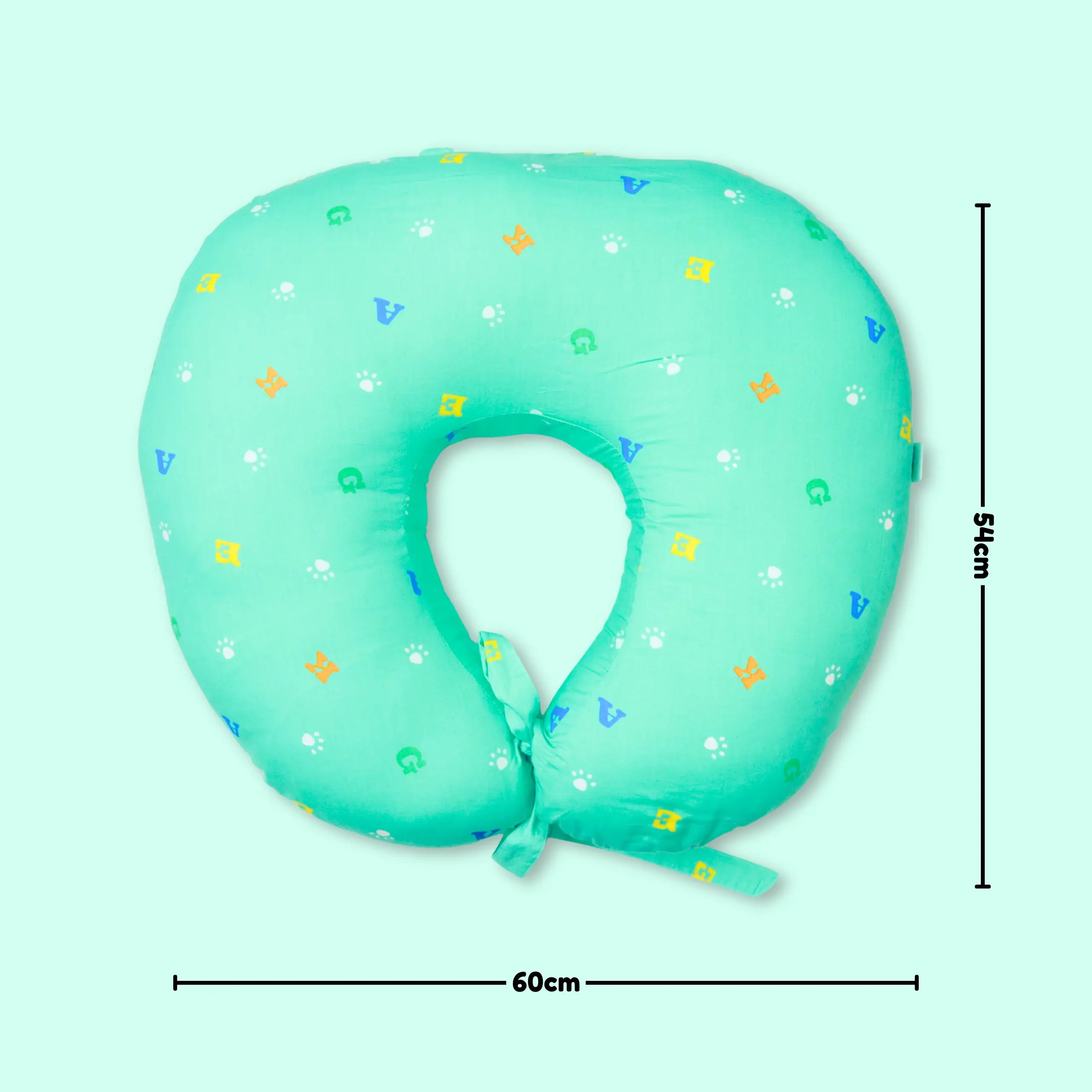 Breast Feeding & Nursing Pillow with Buckle Adjustment, 100% Organic Cotton - Green babee D