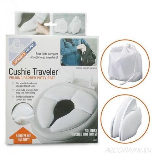 Cushie Traveler Folding Padded Potty Seat | Portable Soft Cushioned Toilet Training Seat for Toddlers | Safe & Easy to Clean (White)
